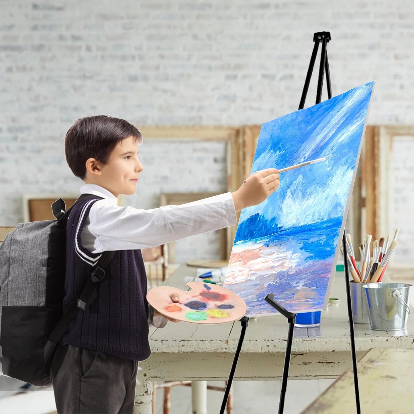 AROIC 63 "Easel Stand for Display, 6 Pack Portable Foldable Metal Easel, Easels for Signs Wedding Logos,Arts, Painting,Adjustable Floor Easels with 6 Storage Bag