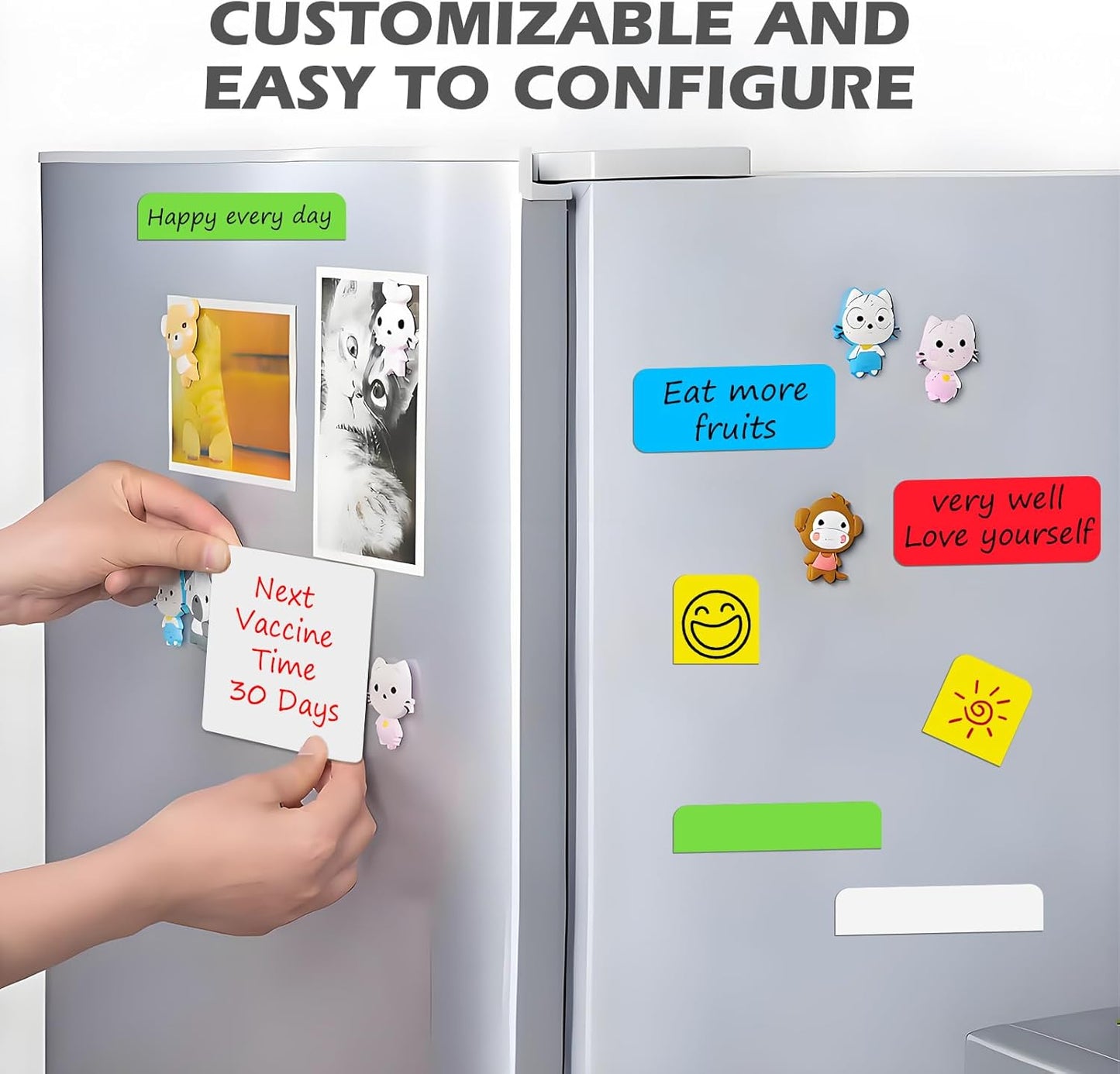 Realth Dry Erase Magnetic Labels White (2'' × 4'' 40 Pcs),Blank Reusable Magnet Stickers, Magnets for Whiteboard, Washable Magnetic Sheets for Classroom Fridge Office, Name Tags for Teachers Students