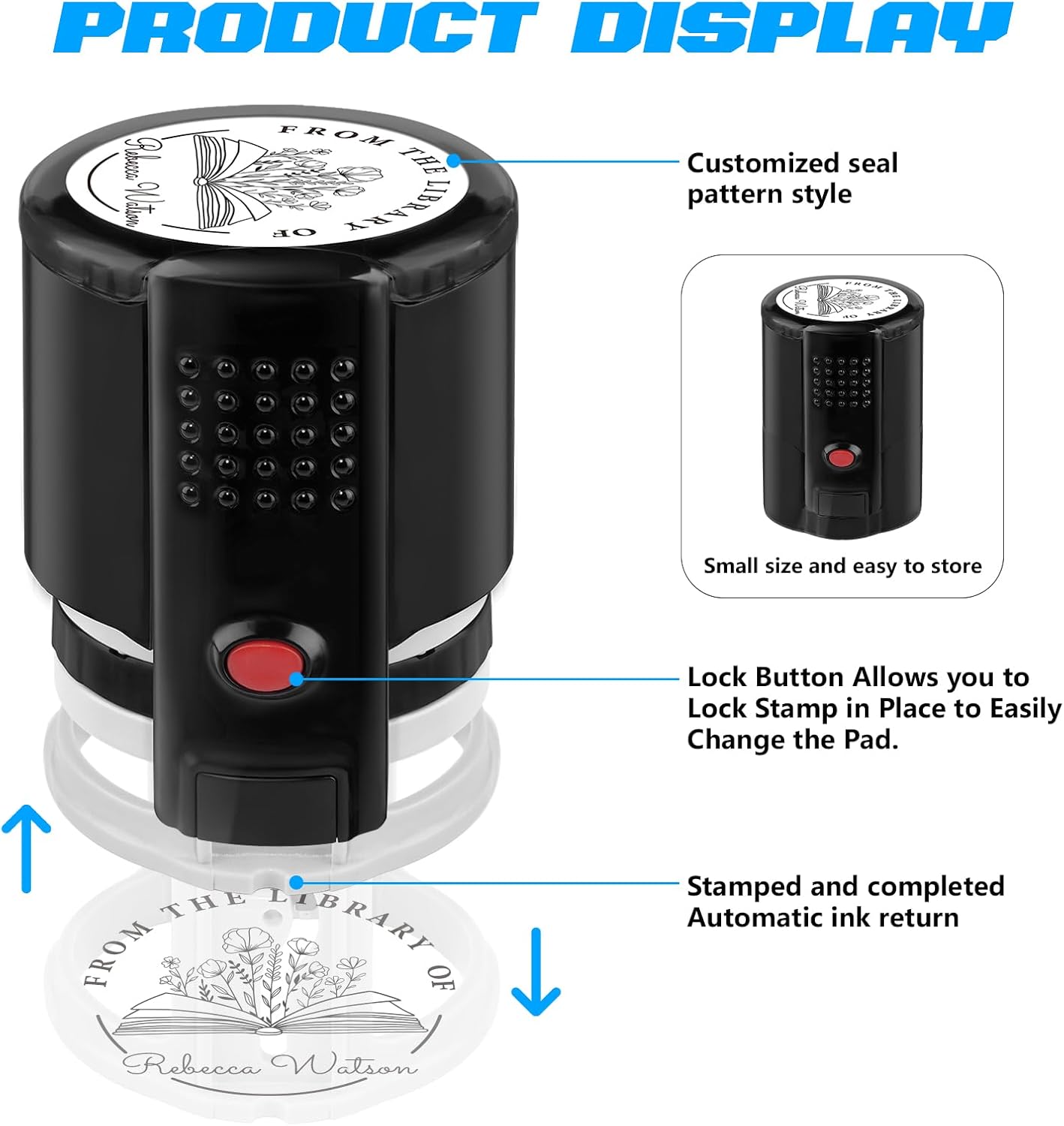 Custom Self-Inking Stamps | Personalized Book Stamp Gift for Book Lovers | 5 Ink Colors (Style04)