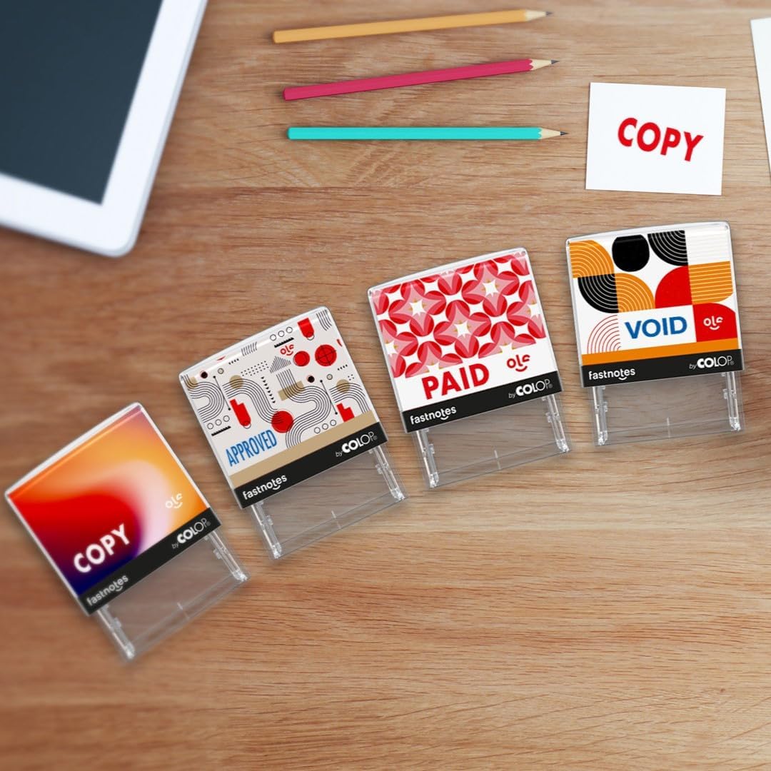 Fastnotes Entered Self-Inking Rubber Stamp by COLOP - Great for Office Documents, Notary, Warehouse, Accounting Paperwork, Business, and Legal Documentation - Blue Ink (Entered- Blue)