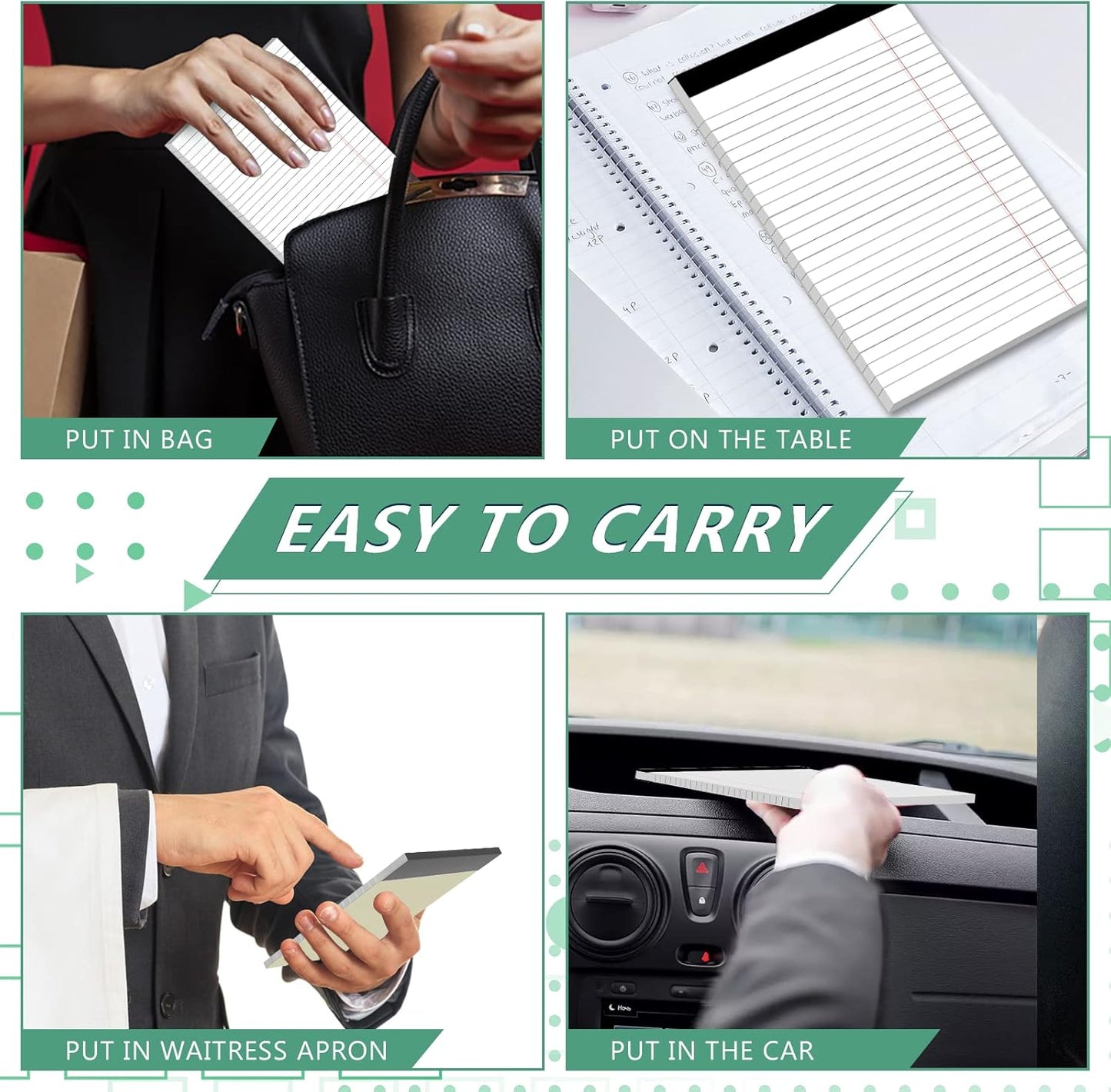 Legal Pads 5 x 8 Inch Notepad, 8 Pack Note Pads College Ruled Perforated Memo Pad for Work Study Daily Note Taking List, Lined Writing Pads Memo Refills Notepads for Office Home School, 30 Sheet/ Pad