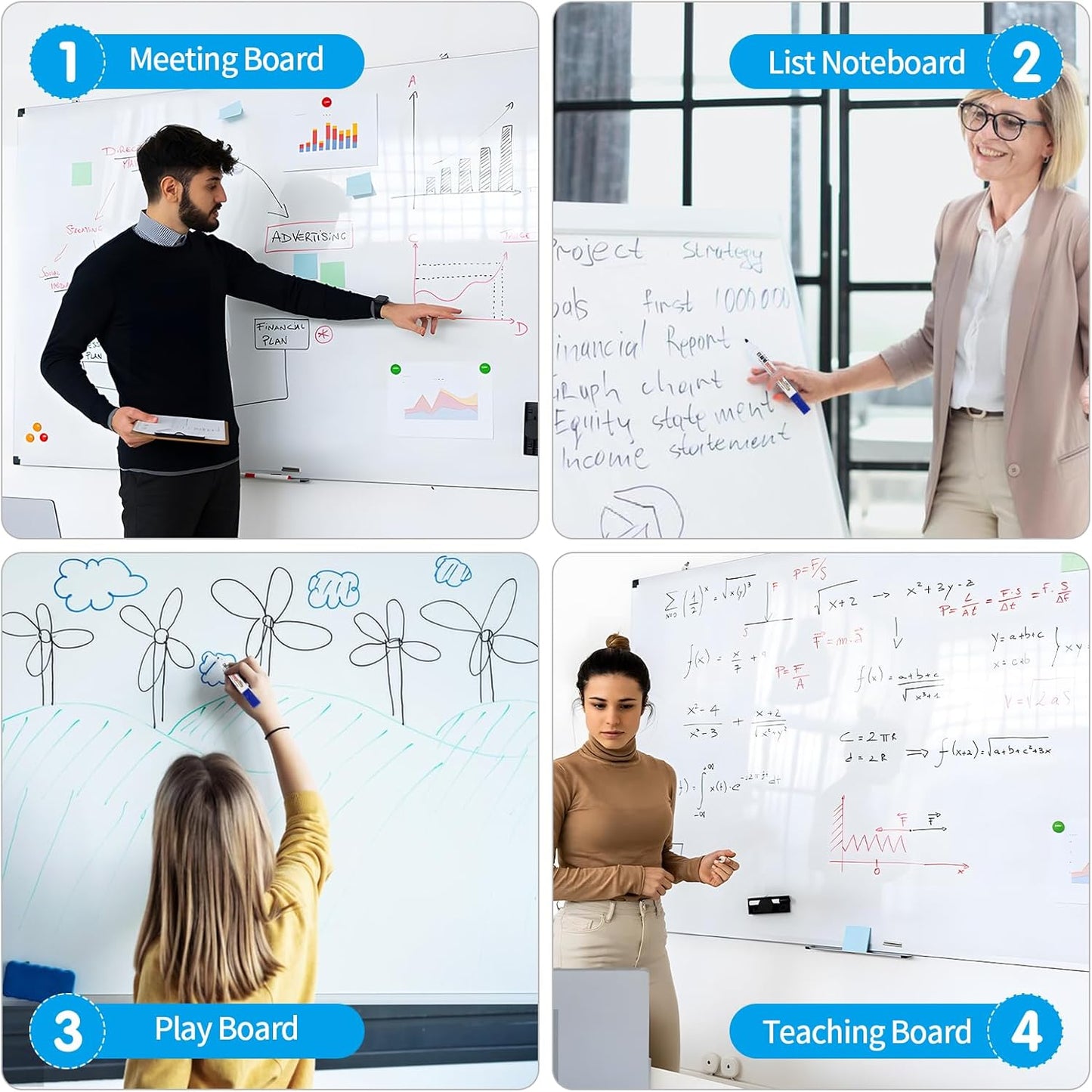 Magnetic Dry Erase Whiteboard 80"×18" (Can Be Cut into 2 pcs 40"×18") | Self-Adhesive Flexible Wall Board Kit with 11 Markers, 6 Magnets, Eraser & Holder | Ultra Smooth Writing, Effortless Cleaning