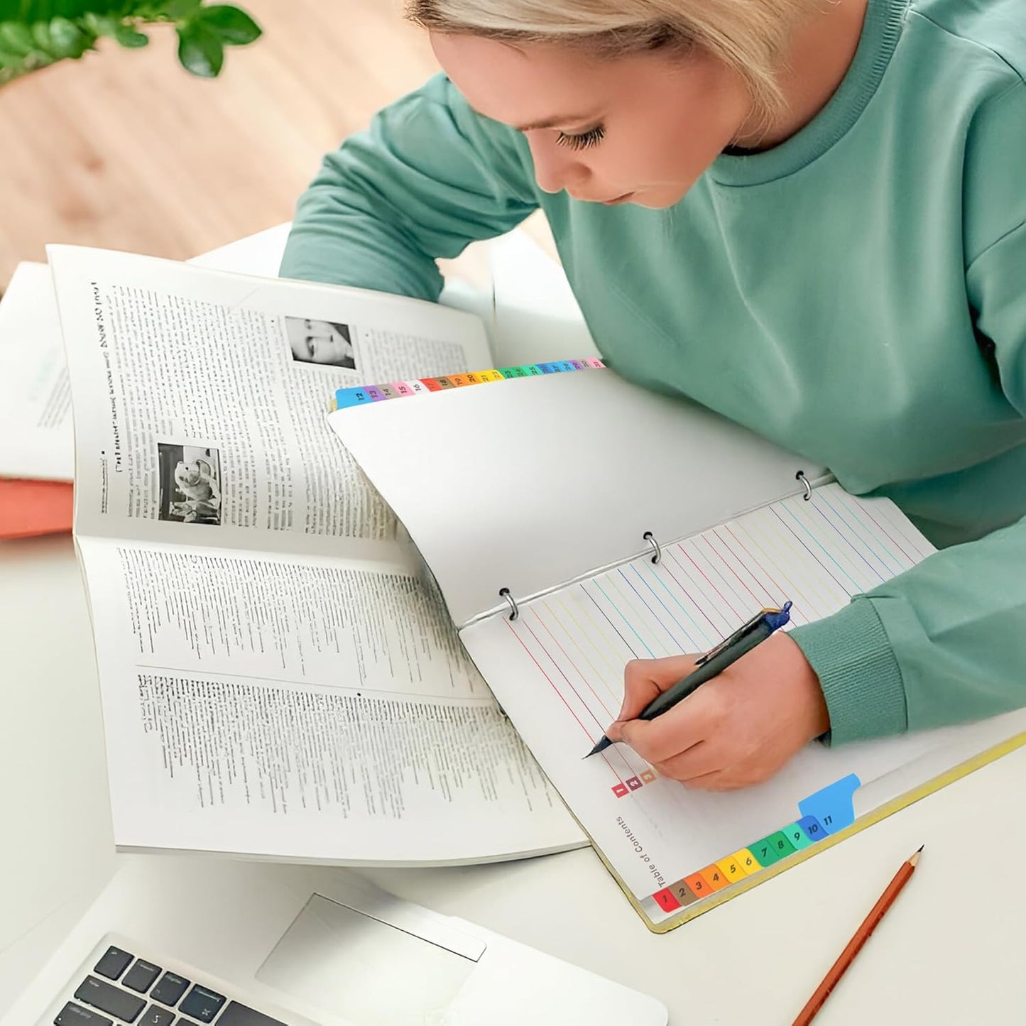 Tab Dividers for 3 Ring Binders – 6 Sets, 1–31 Numbered Index Dividers with Table of Contents – 8.5 x 11 in, 3-Hole Punched – Binder Dividers for School, Office, Filing, Organizing - 6 Pack