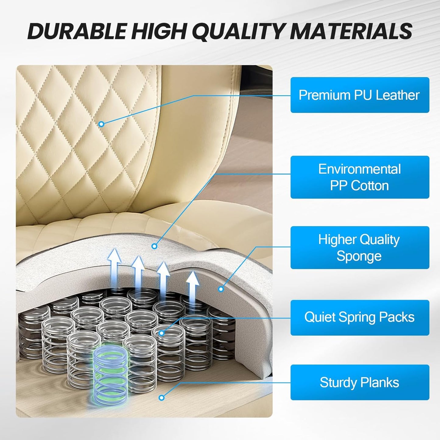 Lumbar Massage Office Chair, 500LBS Big and Tall Office Chair, Heavy Duty Ergonomic Executive Reclining Chair with High Back and Lumbar Support, Beige