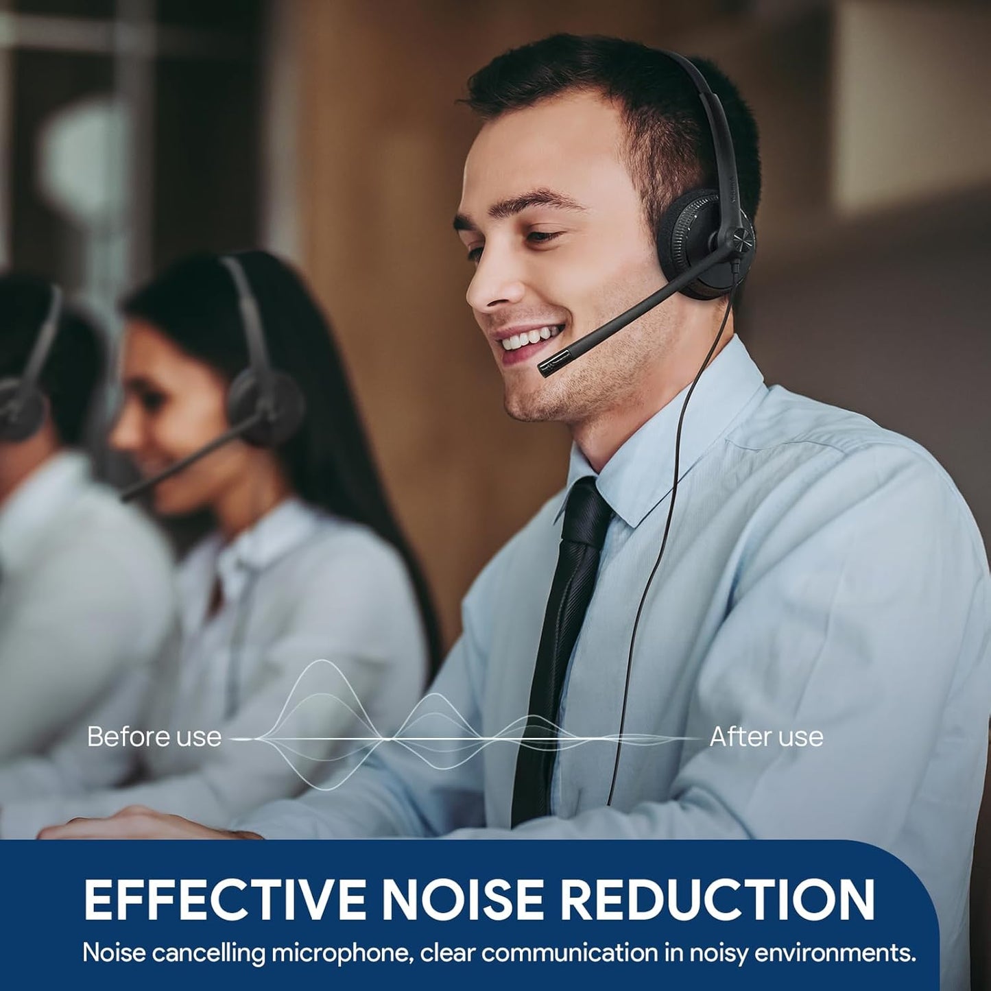 Yealink UH34 USB Headset with Mic,Stereo Wired Headphones with Noise Cancelling Microphone,Professional Work Headset VoIP Phone PC Computer Call Center Office(Ultra Light)