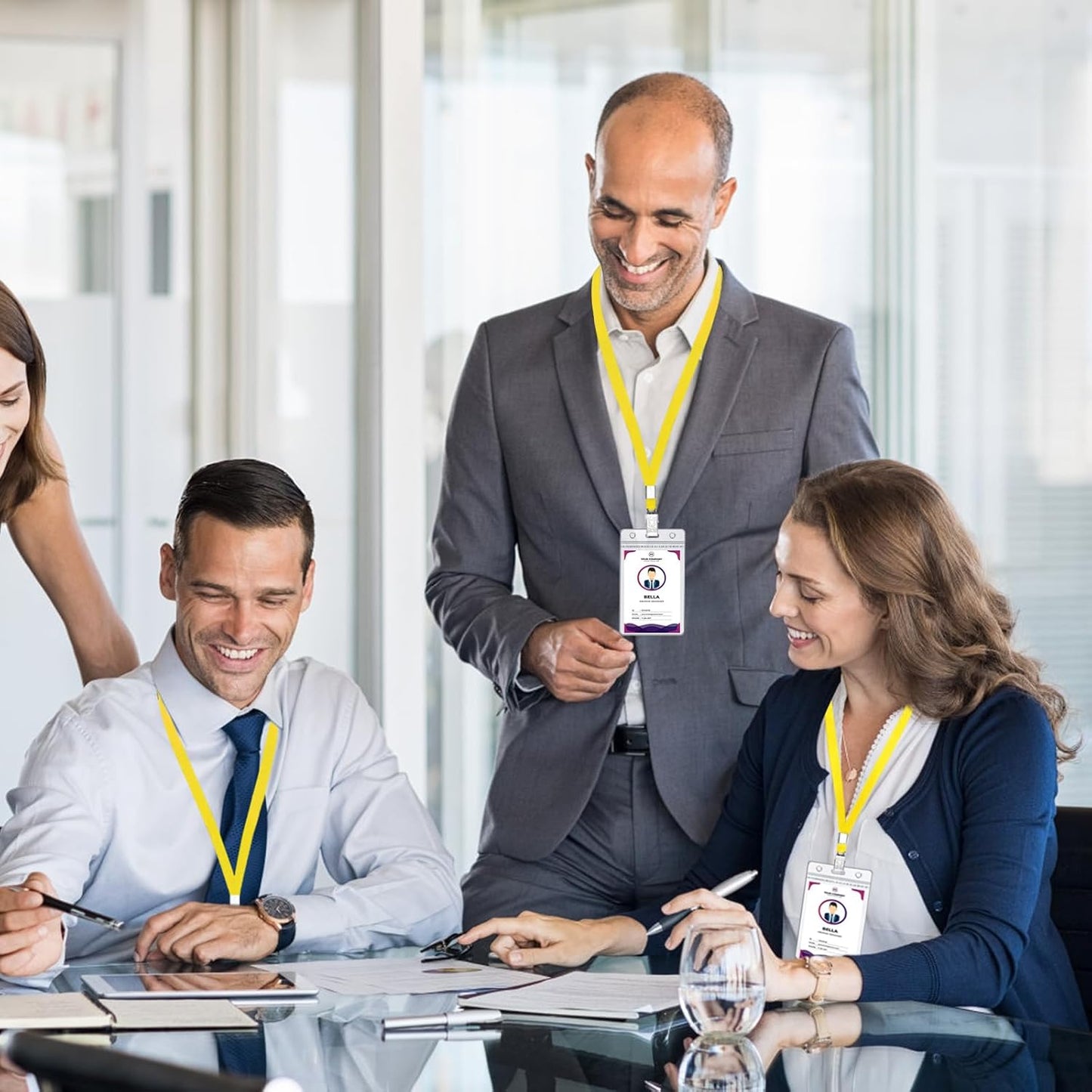 Lanyards for Id Badges,100 Packs Lanyard Bulk with Flat Badge for Name Tag Lanyard ID Holder