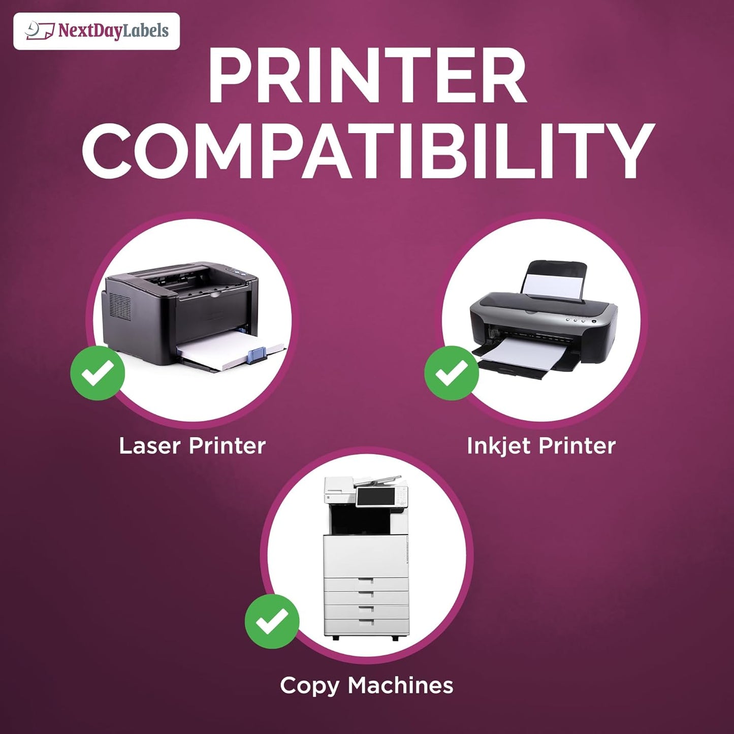 NextDayLabels - Laser/Ink Jet White Labels (1" Round - 63 Per Page | 6300 Labels)