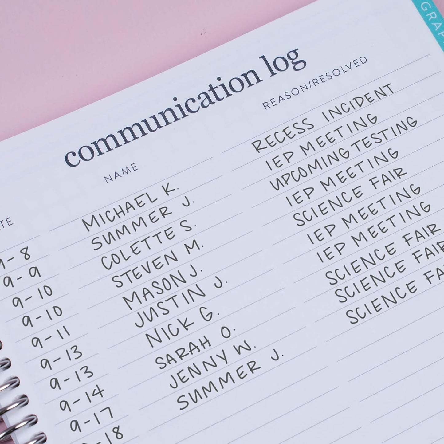 Erin Condren Spiral Teacher Record Book 7" x 9" Platinum-Coiled Notebook with 160 Pages, Colorful Tabbed Sections, Sturdy Laminated Cover, Designed for Tracking Grades, Rainbow Heart