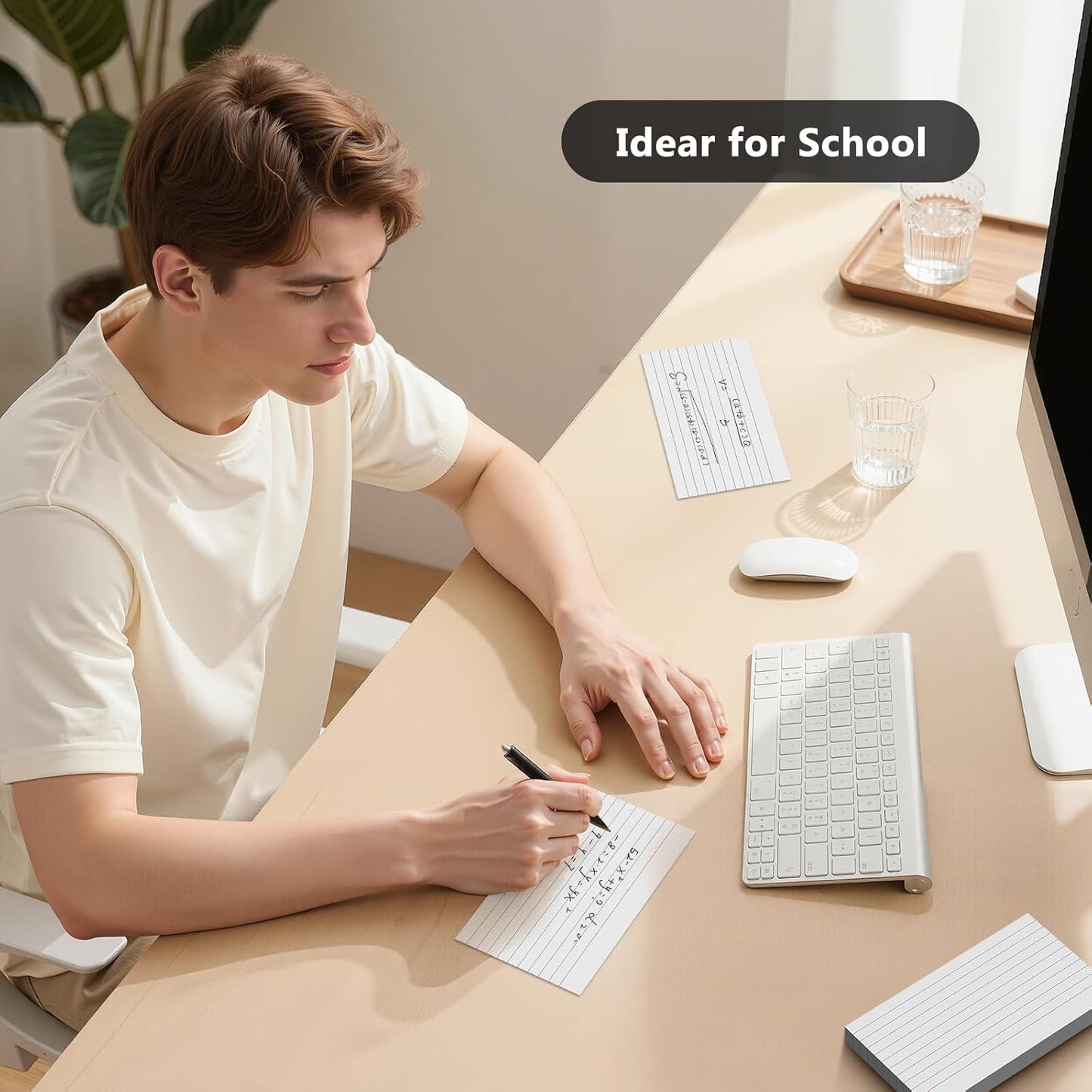 250 Count Index Cards 3 x 5 Inch, Heavyweight White Lined Note Cards Portable Ruled Flash Cards Perfect for Studying and Organizing, Note Taking Study Flashcards for Home, School and Office