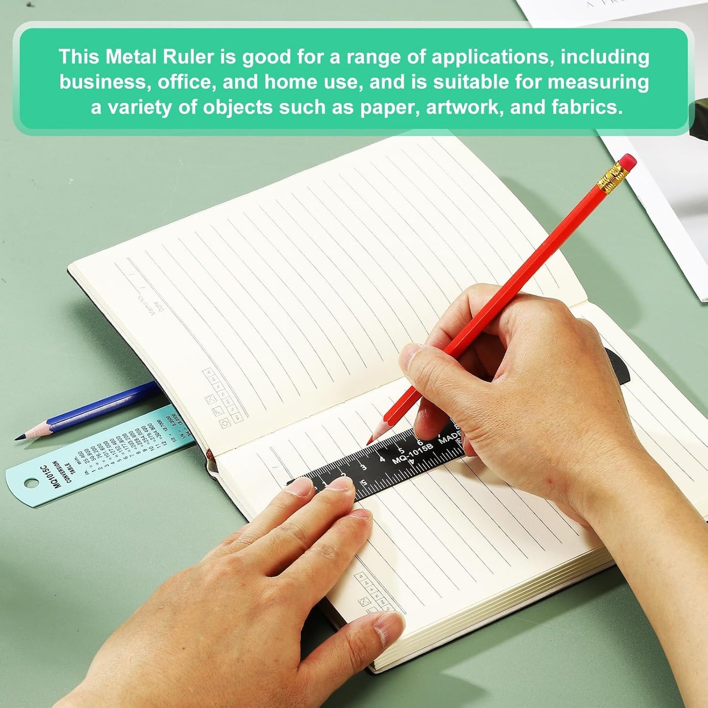 PATIKIL 30cm/12 Metal Ruler, 2 Pack Aluminum Alloy Rulers with Centimeters, Millimeters, Inches and Conversion Table Straight Edge Ruler for Writing Machinist Drafting, Yellow