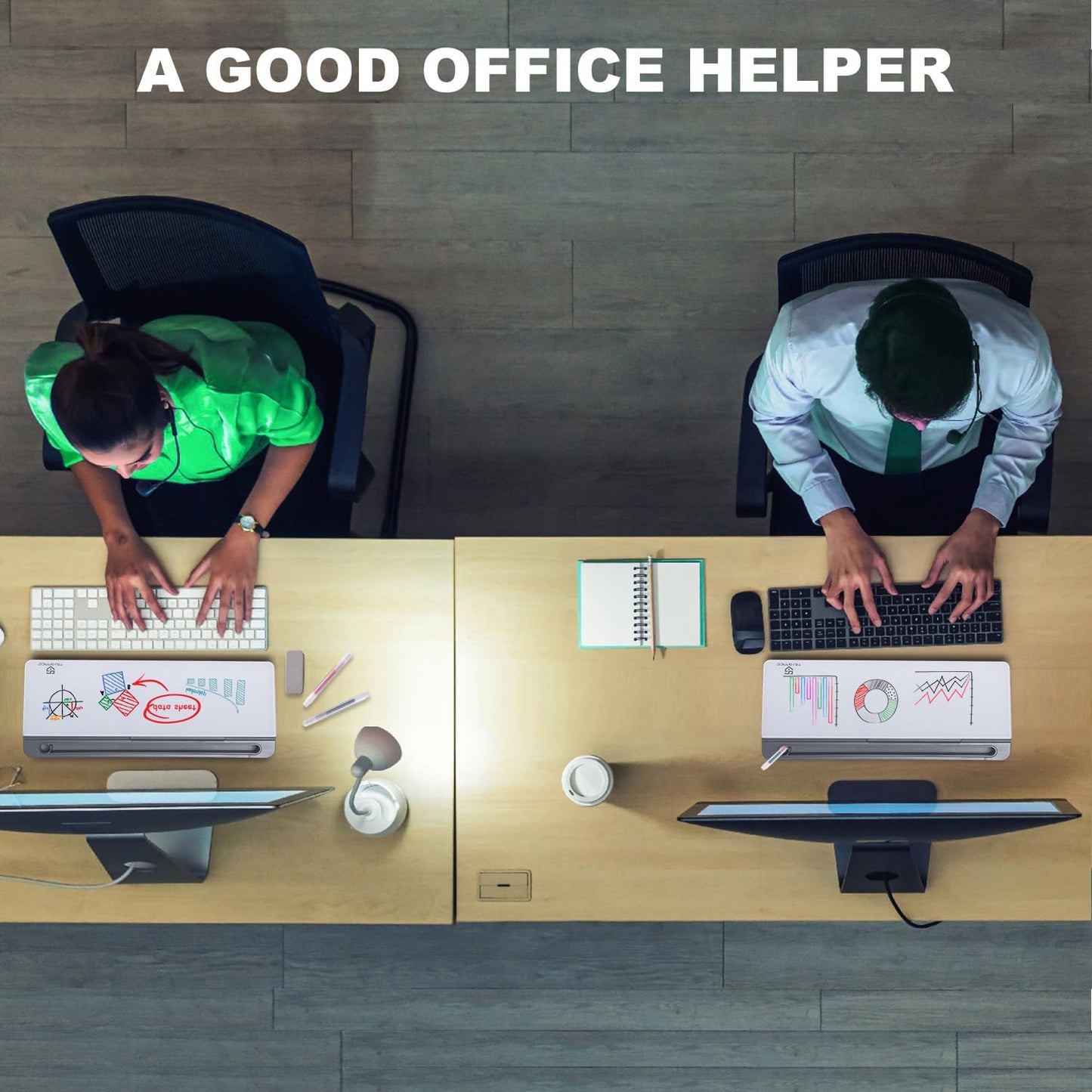 Small Desktop Glass Whiteboard Dry-Erase-Board - Computer Keyboard Stand White Board Surface Pad with Drawer, Desk Organizers with Accessories for Office, Home, School Supplies