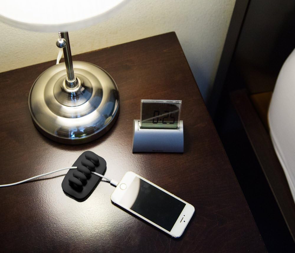 Desktop Cable Organizer, Weighted, No Bad Smell, Bundled with 4 Reusable Cable Ties (Black)