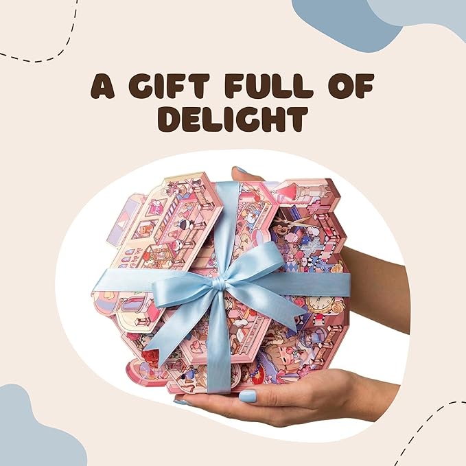 Foldable 3D Sticker Scene Kit - Interactive Large Sticker Scenes with Layeres for Adults & Kids, Detailed Miniature Scene Stickers Book Style with Tweezer, Creative Sticker Therapy Gift.