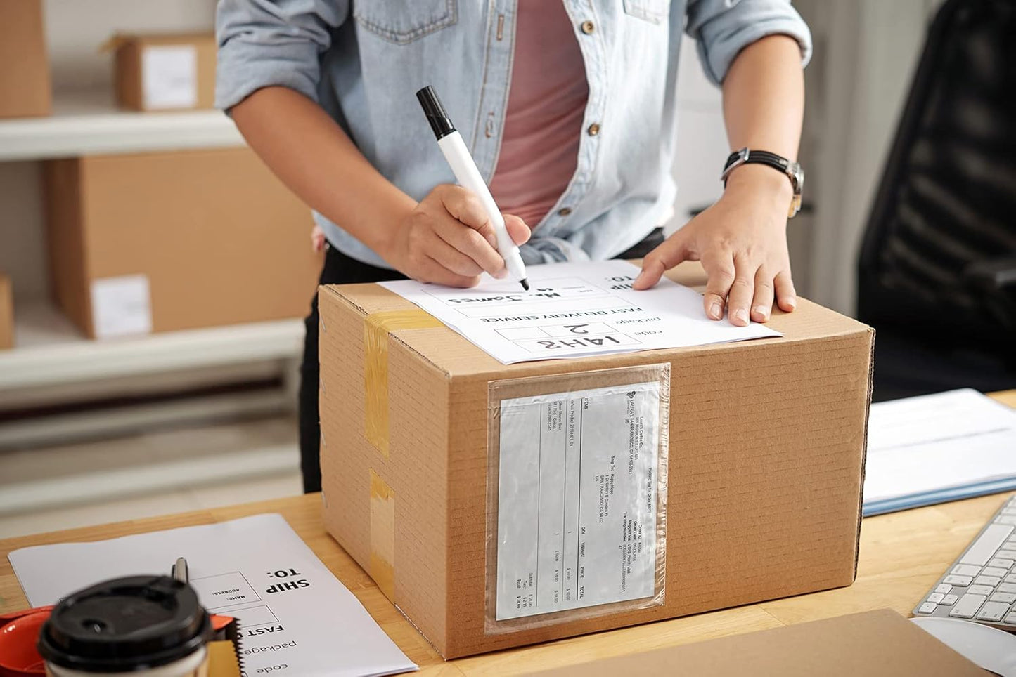 APQ Clear Top Loading Packing List Envelopes, 9.5 x 12 Inches. 500 Pack Packing Slip Envelope Pouches. Self-Seal Plastic Shipping Label Pouches. Durable Packing List Mailing Envelopes for Documents