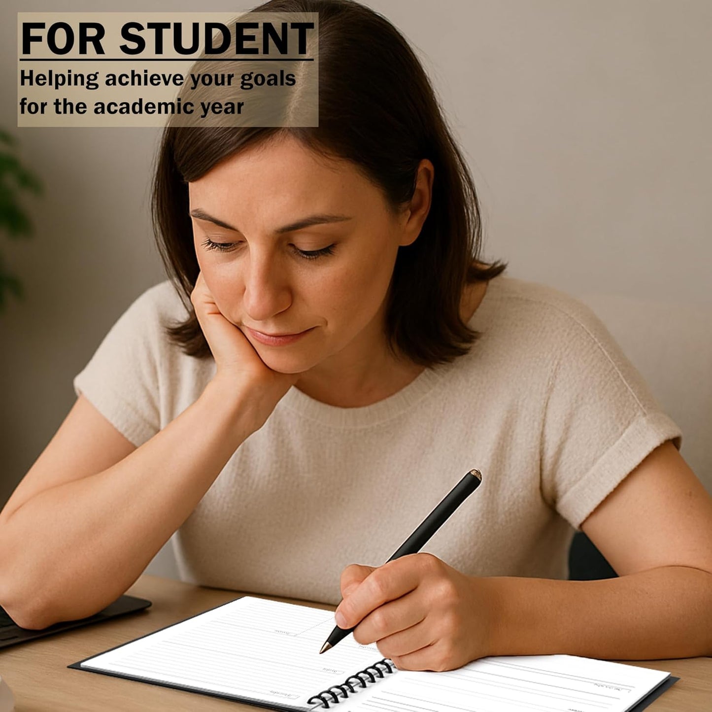 Undated Monthly and Weekly Planner - 12 Month Calendar Planner Notebook with Week Days - Hardcover Undated Planners Blank Agenda Book - A5 Black