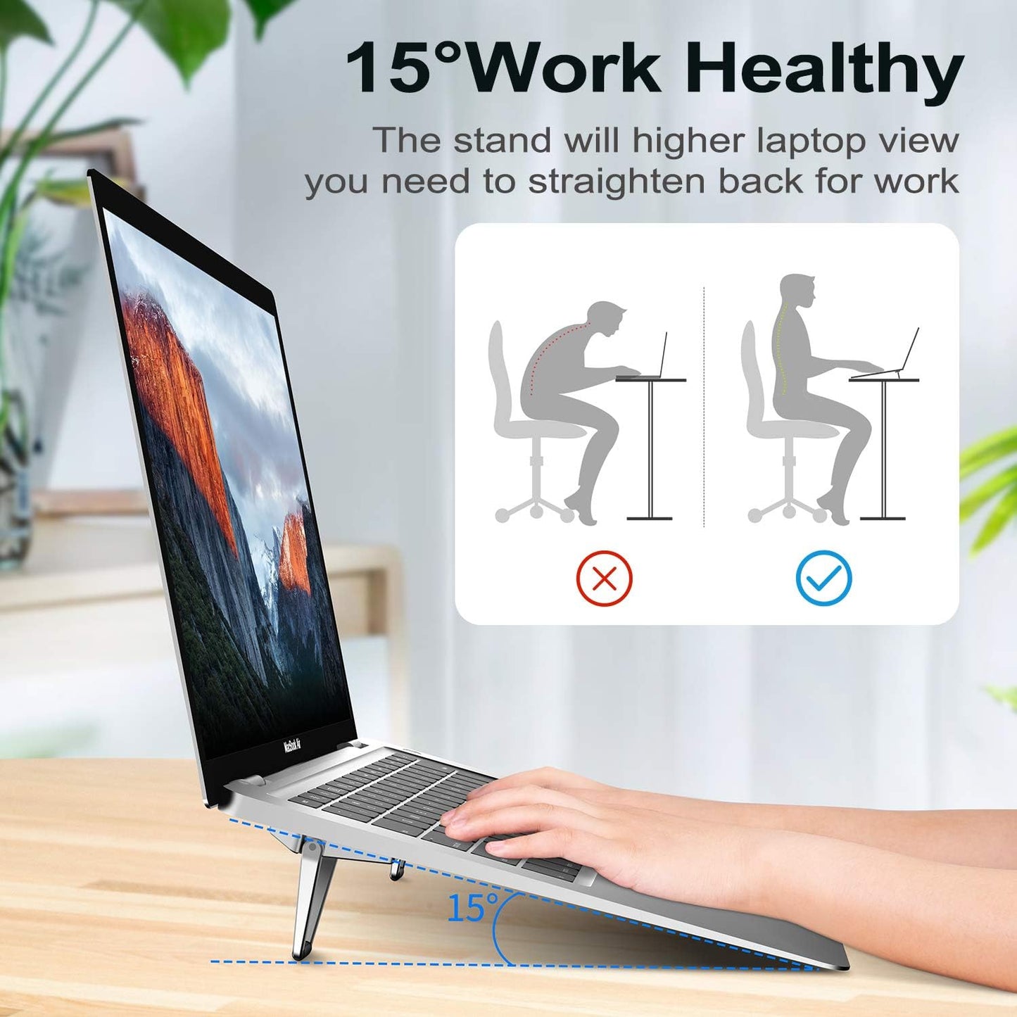 Laptop Stand for Desk, Portable Anti-Slip Keyboard Riser, Zinc Alloy Keyboard Stands, Computer Stand Compatible with MacBook Air/Pro, 10-15.6 Inches Laptops and Keyboards (Sliver)