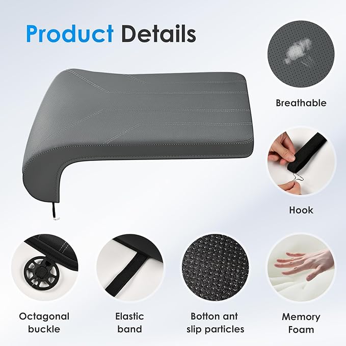 FLORICH Car Seat Extender Leg Extender Support Cushion for Driver Seats Office Chair, Leather Carseat Leg Support for Long Drivers Universal Car Seat Cushion Legs Rest Pads-Grey