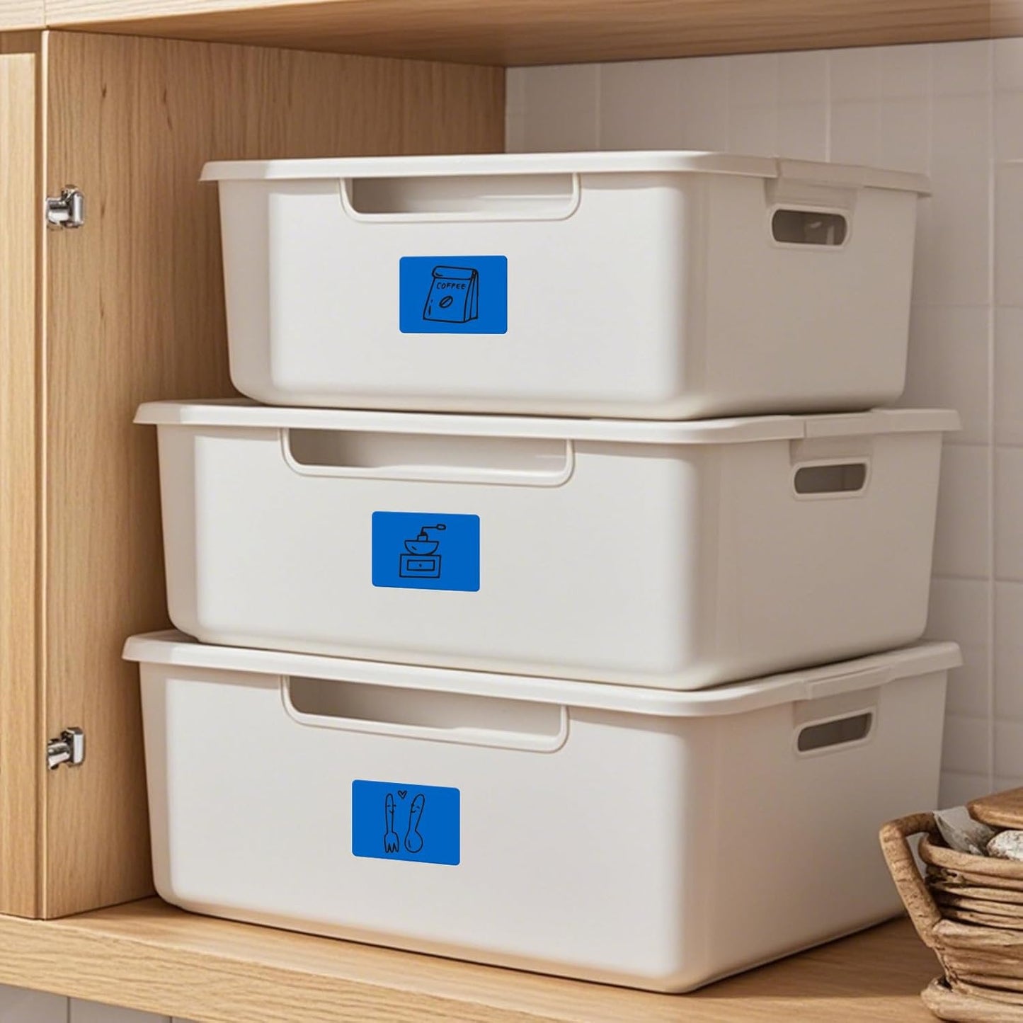 Colored Stickers 3×2 Inch Vinyl File Folder Sticker Blue Rectangle Removable Waterproof Color Coding Moving Label for Boxes Office Inventory Labeling 40 PCS