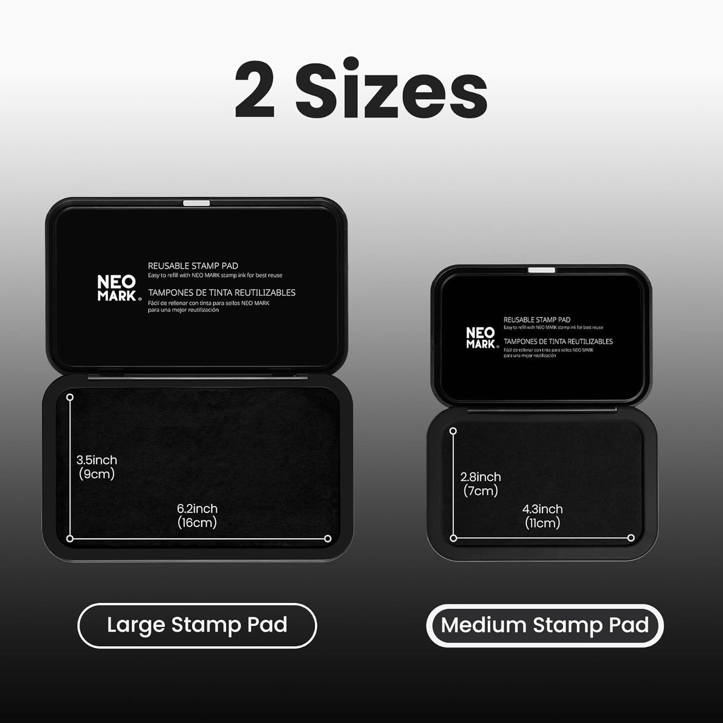 Medium Stamp Pad Kit (1oz Ink Included)-2.8"x 4.4", Magnetic Lid, Premium Quality Felt Stamp Pad (Black)