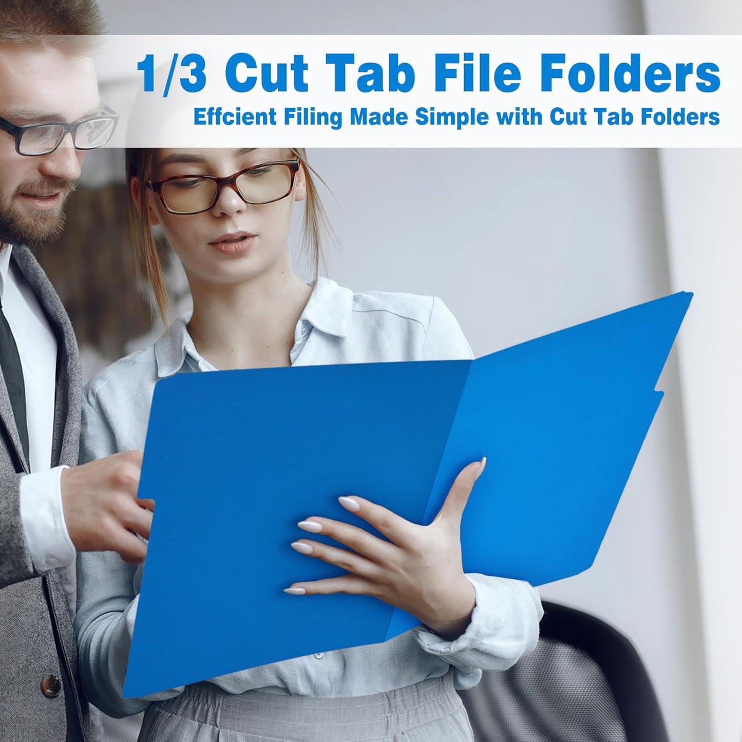 File Folders,IntoJoy 120 Pack Colored File Folder Letter Size, 1/3 Cut Tab Filing Folders for Office School Business File Document Organization,Blue