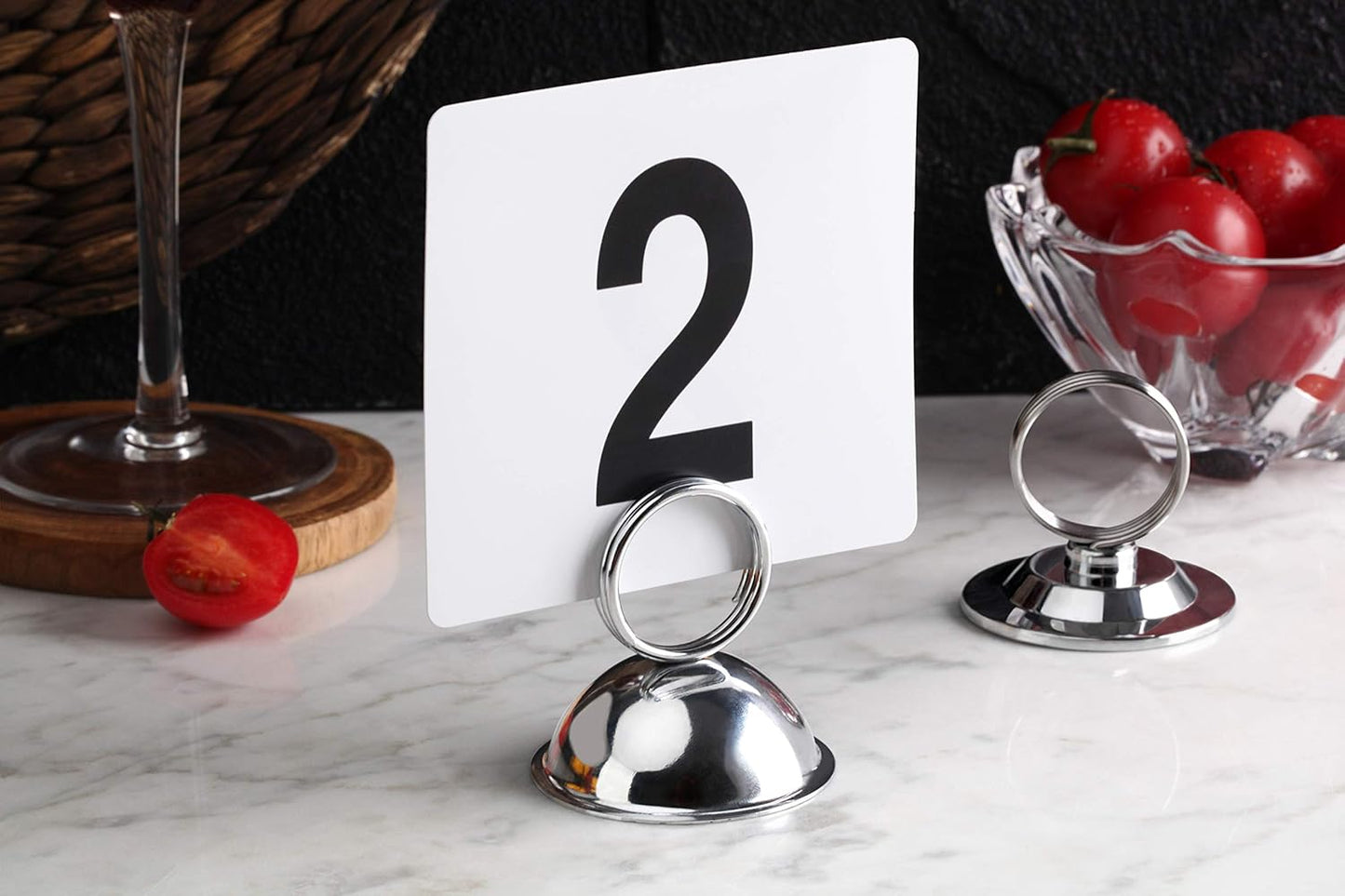 New Star Foodservice 23367 Split-Ring Style, Place Card/Table Number Holder, 2.5 x 2.33 Inch, Silver, Set of 12