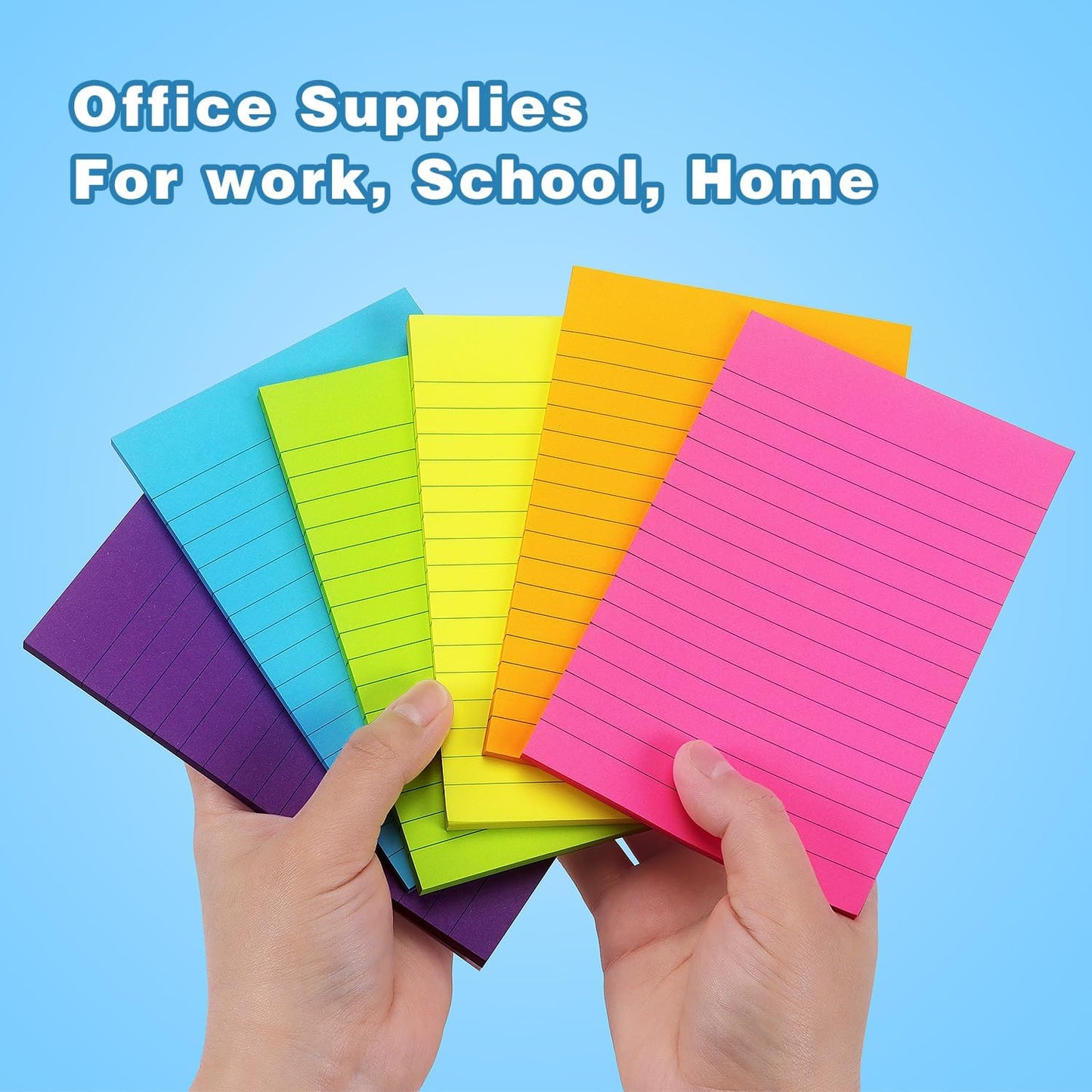 Early Buy Lined Sticky Notes with Lines 4x6 Self-Stick Notes 6 Bright Color 6 Pads, 45 Sheets/Pad