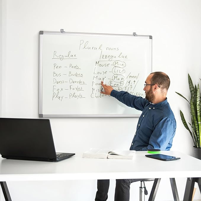 S SWANCROWN Magnetic Whiteboard 36x24 Inches Hanging Dry Erase Board, Large White Board for Wall, Planning, Displaying for Home, Office and School 2'x3'