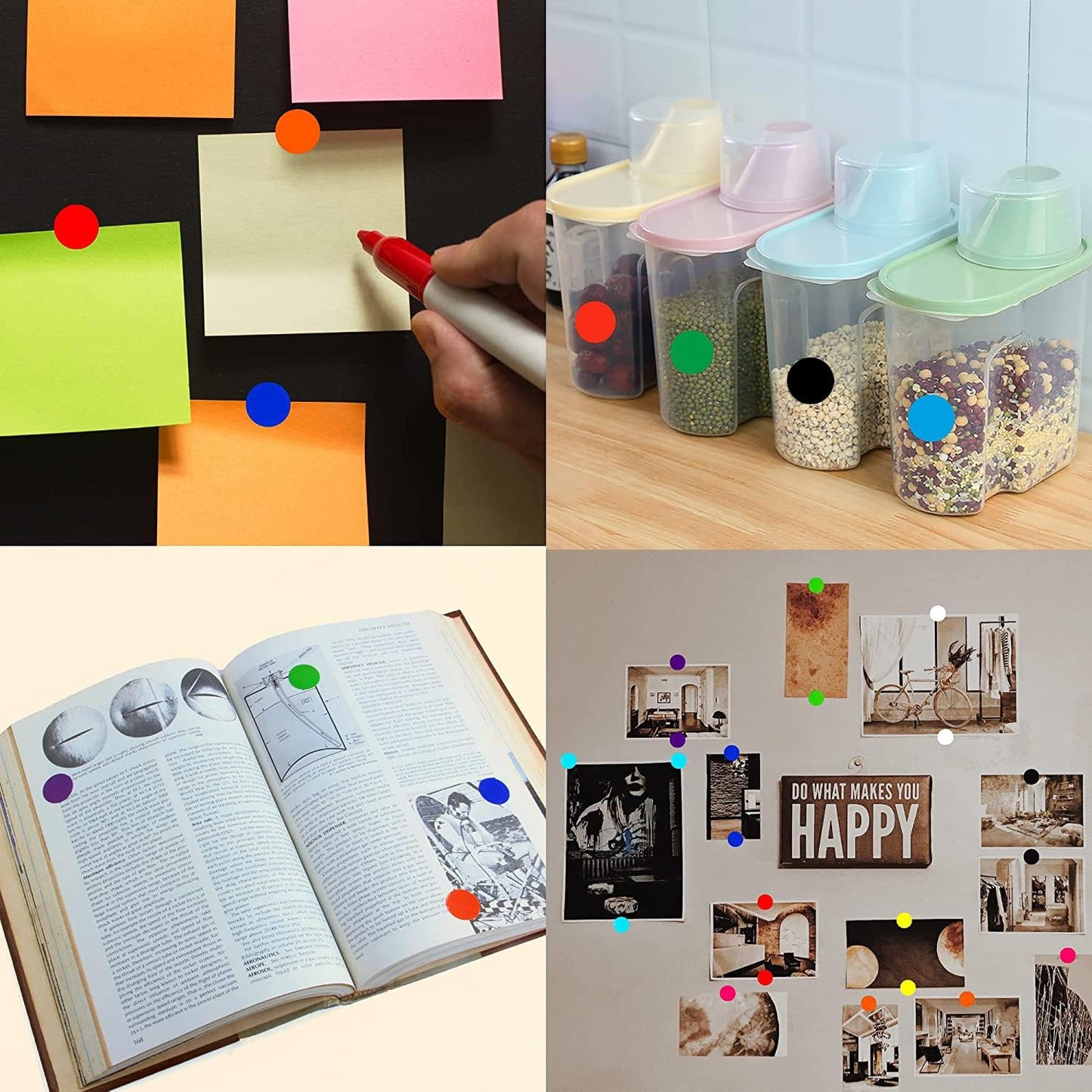 SHYGO® 1“ Black Circle Dot Stickers Color Coding Labels, 1000PCS 2 Rolls