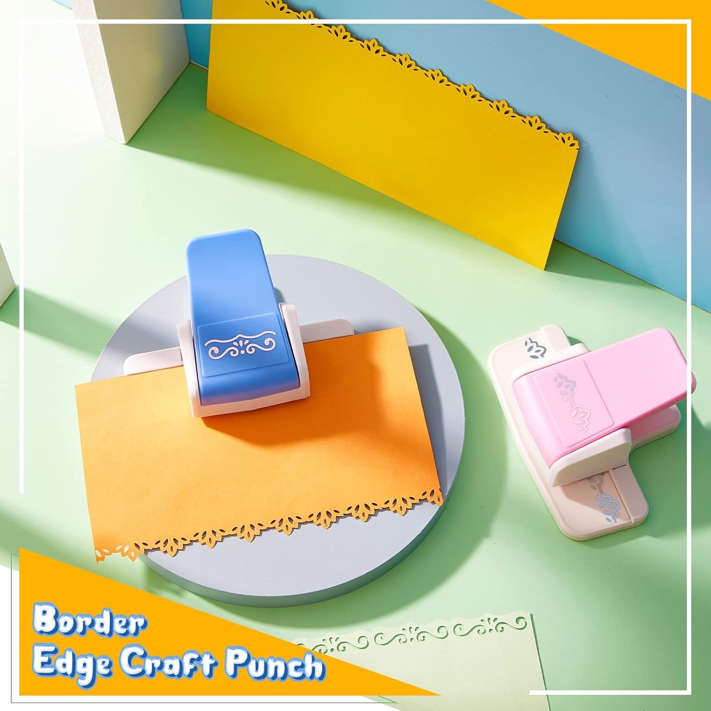 2 Pcs Paper Punch Fancy Border Edge Craft Flower Embossing Handmade DIY Gift Card Puncher for Paper Craft Scrapbooking Wedding Cards(Sweet Style)