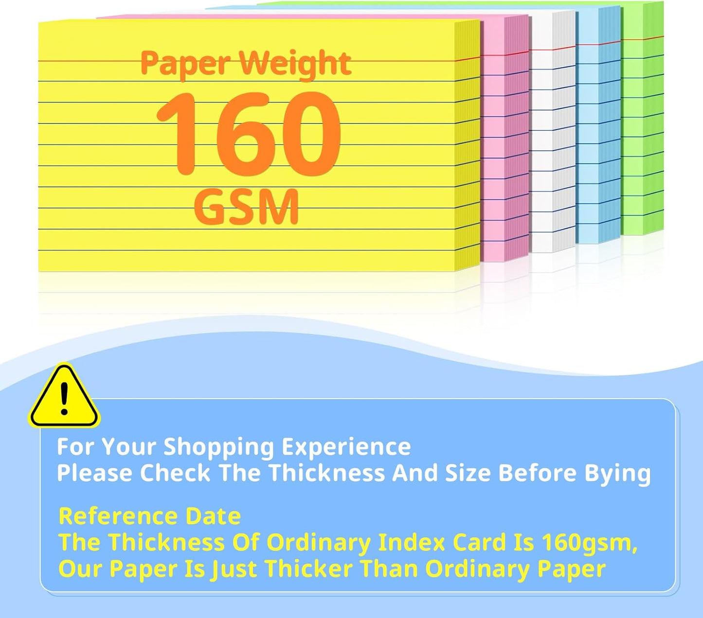 Colored Index Cards 3 X 5, 250 Count, Flash Cards For Studying, Lined Flashcards Notecards, Study Card, Ruled Front And Blank Back, Heavy Note Cards For Office, Home And School