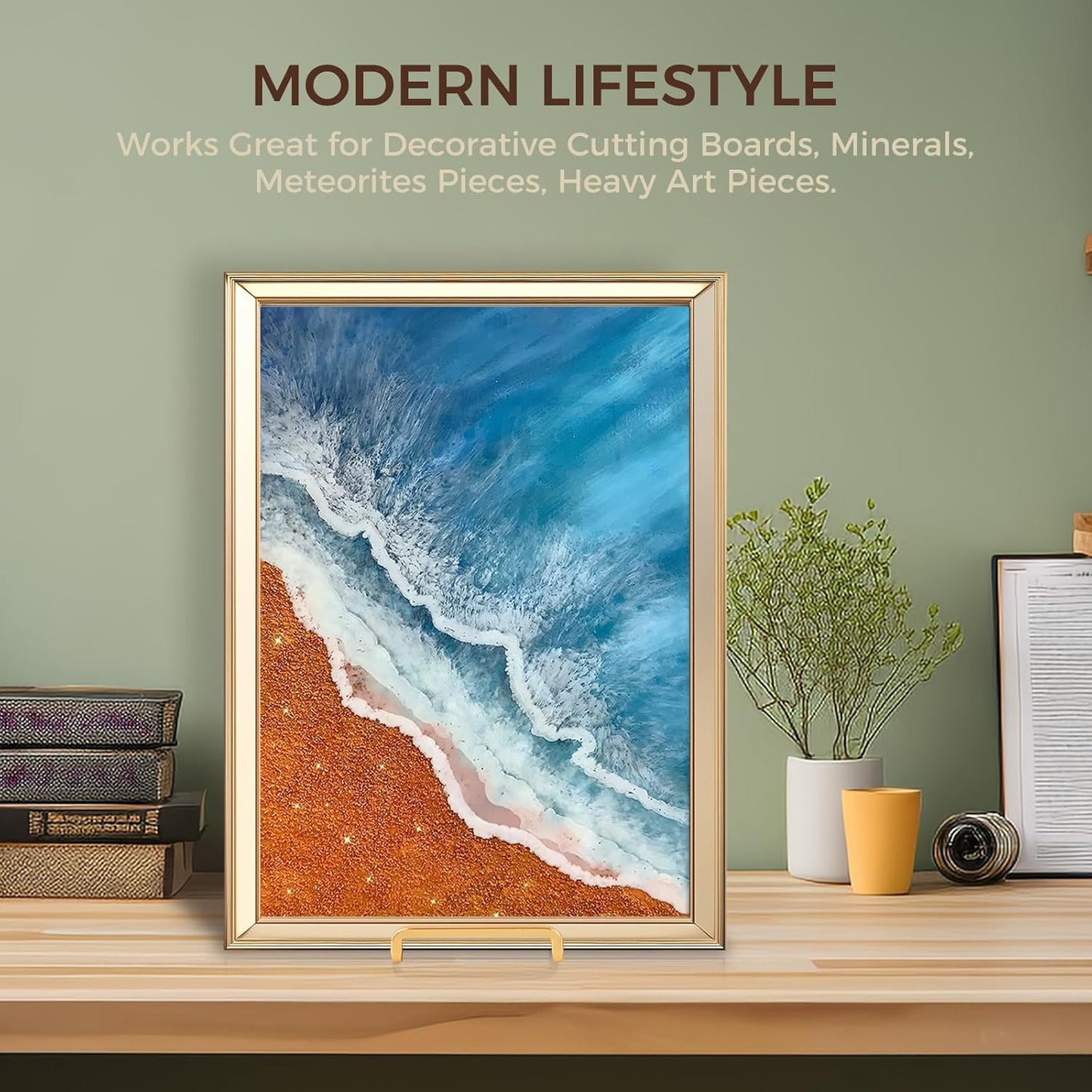 Large Plate Holder Display Stand - 12 inch Super Tall Big Plate Stands for Heavy Duty Display - Metal Picture Frame Stand - Tabletop Easel Stand for Decorative Platter | Plaque | Book - 3 Pack - Gold