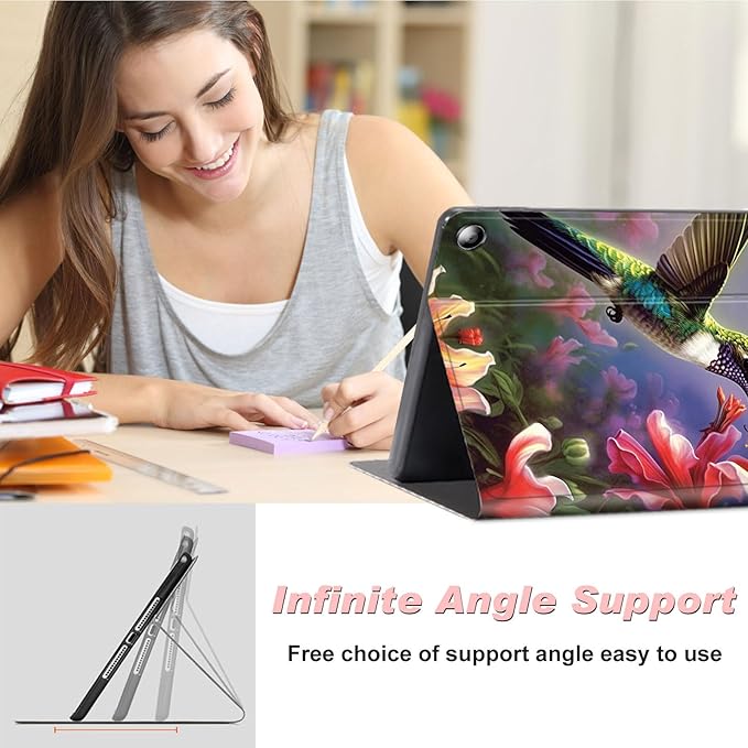 for Amazon Kindle Fire Max 11 Case (13th Generation, 2023 Release) 11",Slim Lightweight Smart Shell Stand Cover with Auto Wake/Sleep for All-New Fire 11 Max Tablet,Hummingbird Red Flower