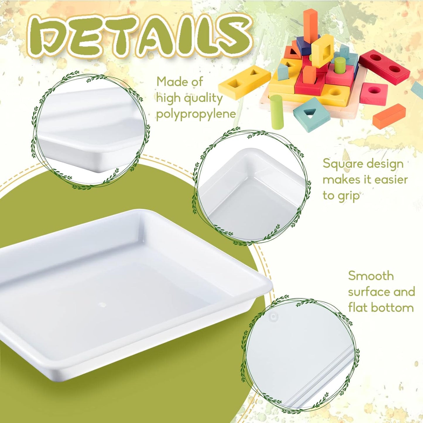 10 Pack Plastic Art Trays,Activity Crafts Tray,Organizer Tray,Serving Tray for Home,School,Kids,DIY Projects,Painting,Beads (White)