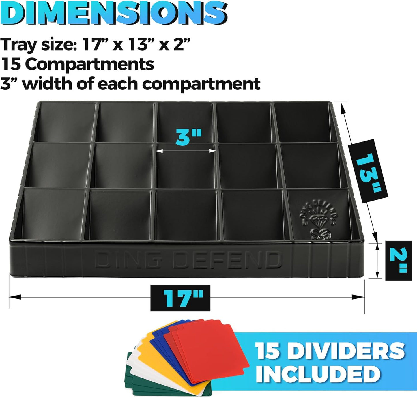 Card Sorting Tray - Stackable Trading Cards Organizer - 15-Compartment Tray Sorter for Organizing Raw, Sleeved or Toploaders - Includes Organization Insert Dividers