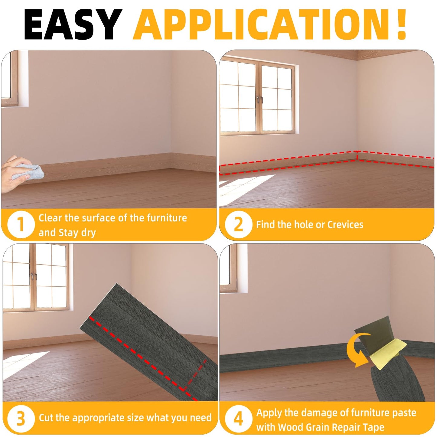 GSCIT Club Dark Walnut Wallpaper, 15.7 inch X 25ft Self Adhesive Wood Grain Repair Tape Patch for Tables, Chairs, Baseboards, Doors, Windows, Floors, Handicraft DIY.