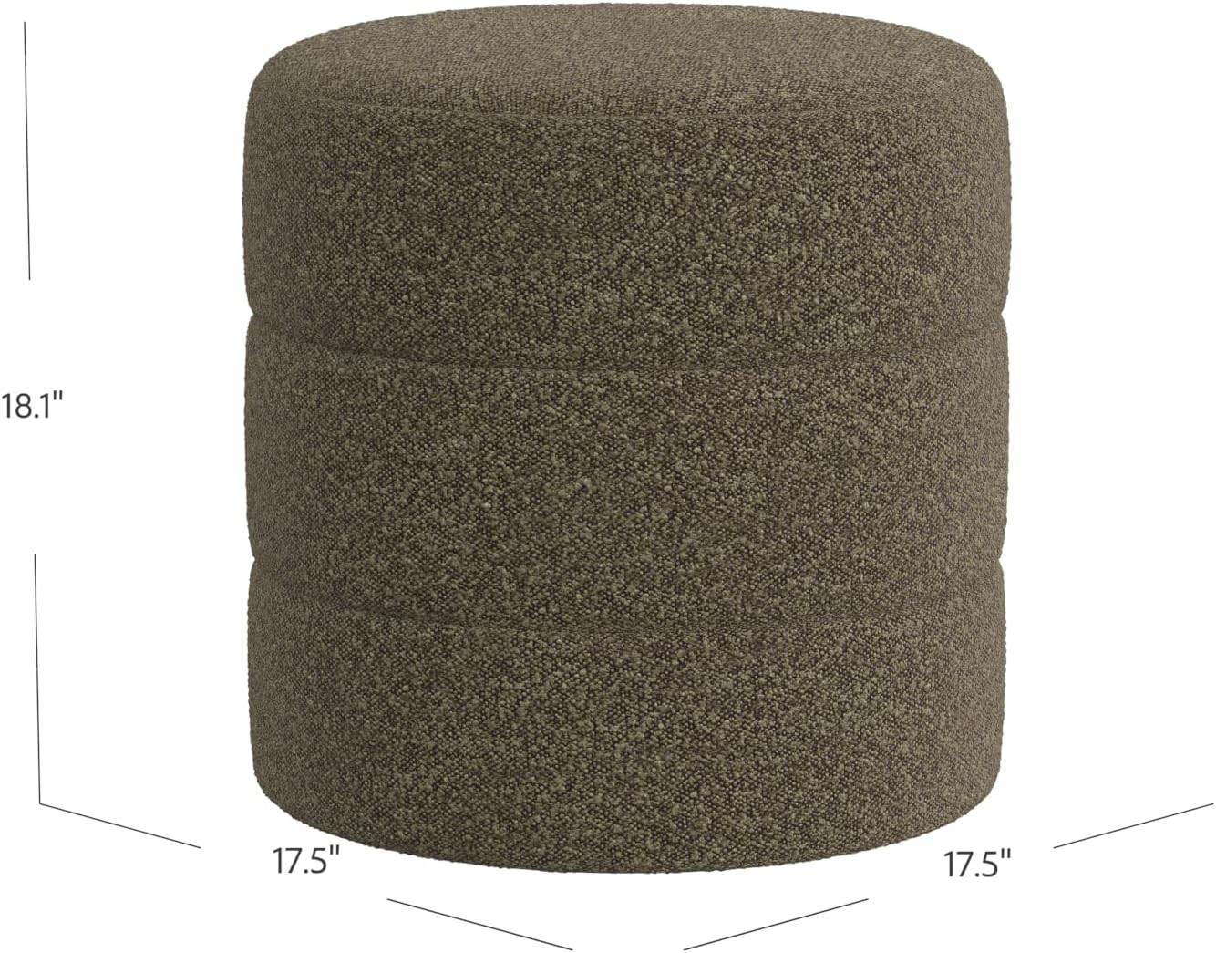 HomePop Upholstered Round Ottoman Home Décor|Foot Rest Ottoman - Dark Brown Boucle