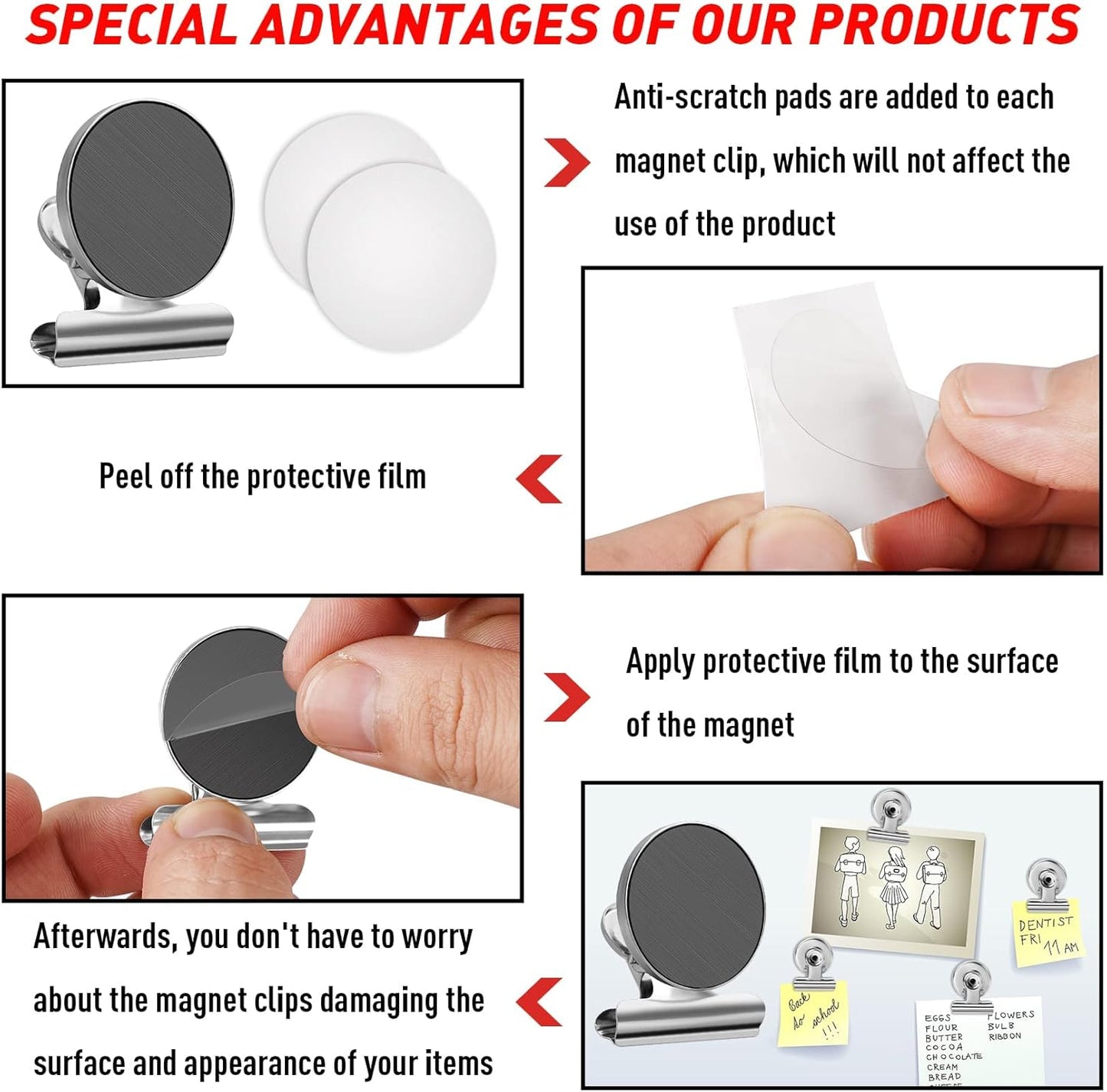 FINDMAG 20 Pack Magnetic Clips Fridge Magnets, Heavy Duty Refrigerator Magnet Clips Whiteboard Magnet, Strong Clips Magnets Scratch Free Metal Magnet Clips for Fridge, Whiteboard, Kitchen, Office