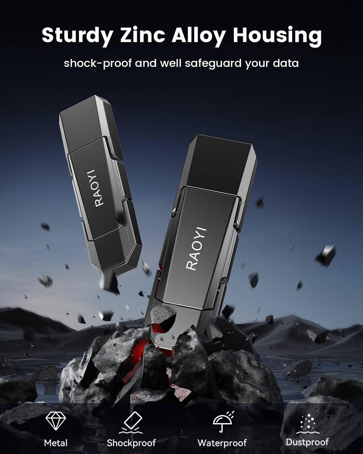 RAOYI 256GB USB C External SSD, 2-in-1 Solid State Drive Up to 450MB/s Dual USB 3.2 + Type-C Thumb Drive Portable SSD Drive for iPhone 15/16, Android, Tablet, PC and PS4