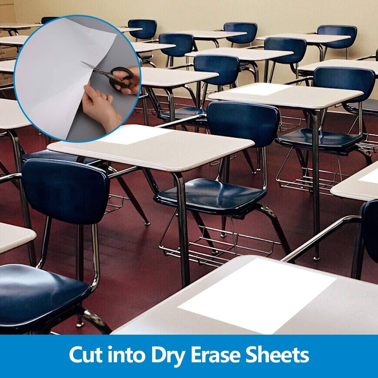 Dry Erase Whiteboard Paper, Large White Board Stickers for Wall, 6x4ft Dry Erase Paper Roll with Adhesive Backing, Perfect Replacement for White Board, No Ghost After 60 Days, 6 Much Better Markers