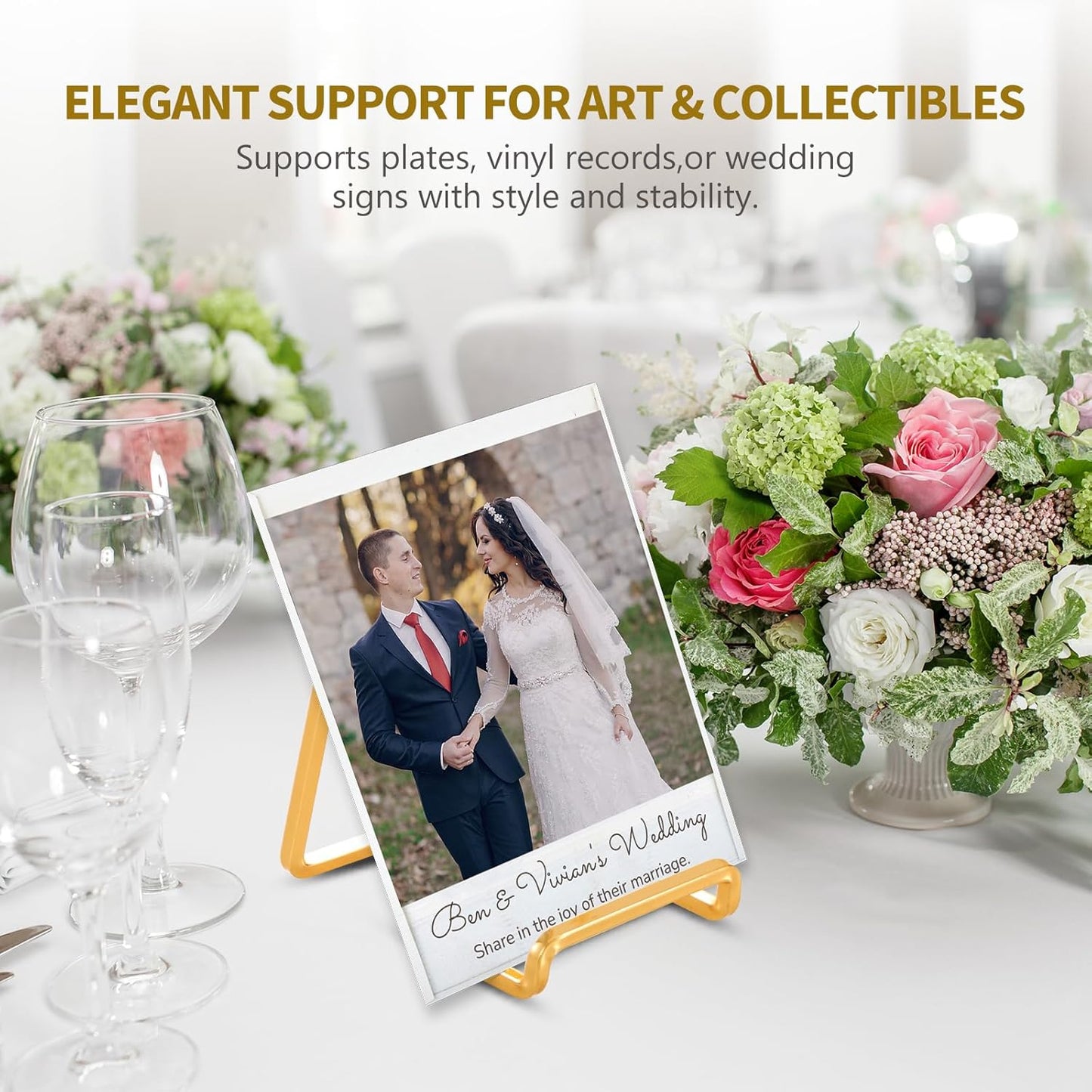 Plate Holder Easel Display Stand - 4.5 inch Metal Plate Stands for Display - Tabletop Picture Stand - Gold Iron Easels for Display Pictures | Photo Frames | Book | Decorative Plates | Plaque - 1 Pack