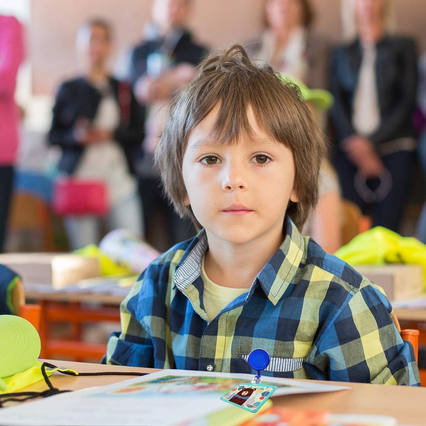 JANYUN 50 Pcs Retractable Badge Reels Clip Holders with Hanging ID Name Card Key Chain for Office Worker Nurse (Blue)
