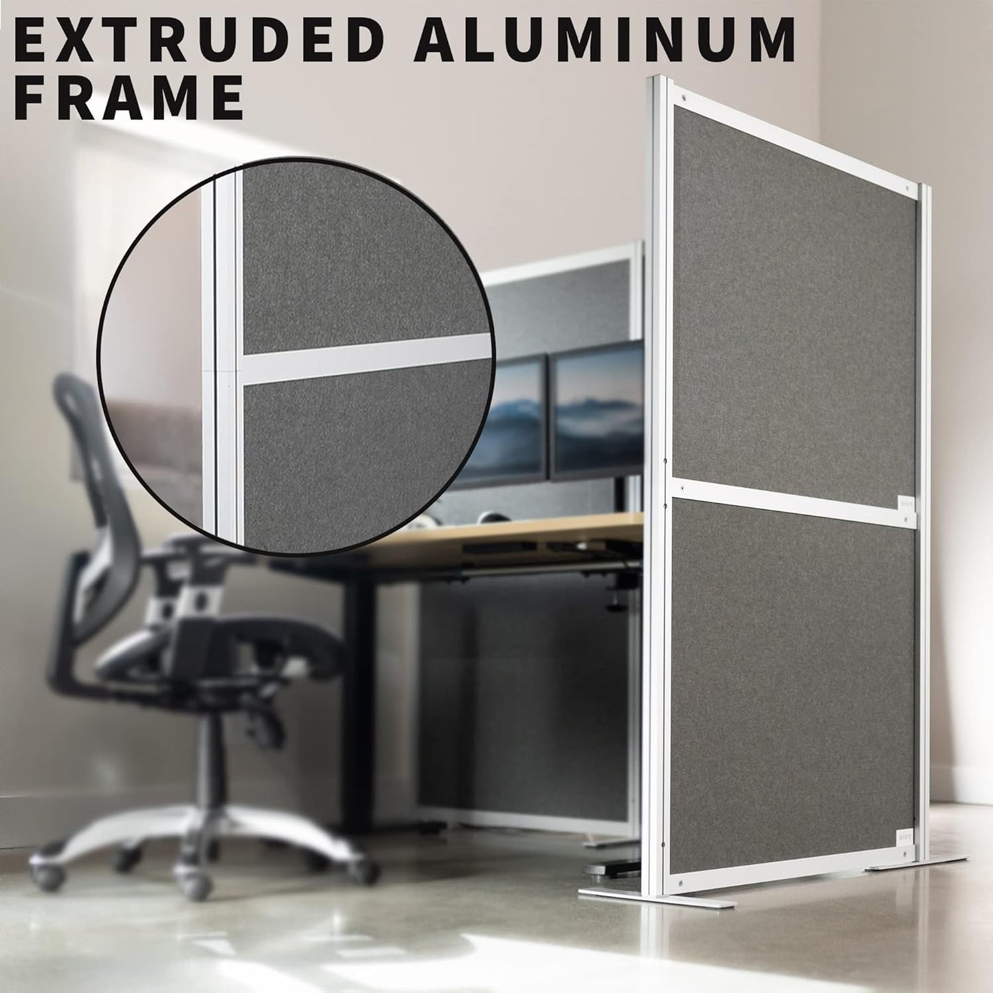 VIVO L-Shape Modular Corner Wall System, 3 Panels, Modern Professional Office Cubicle Dividers, Freestanding Privacy Screen, 66 inches High, Dark Gray, PP-MWS63D-L