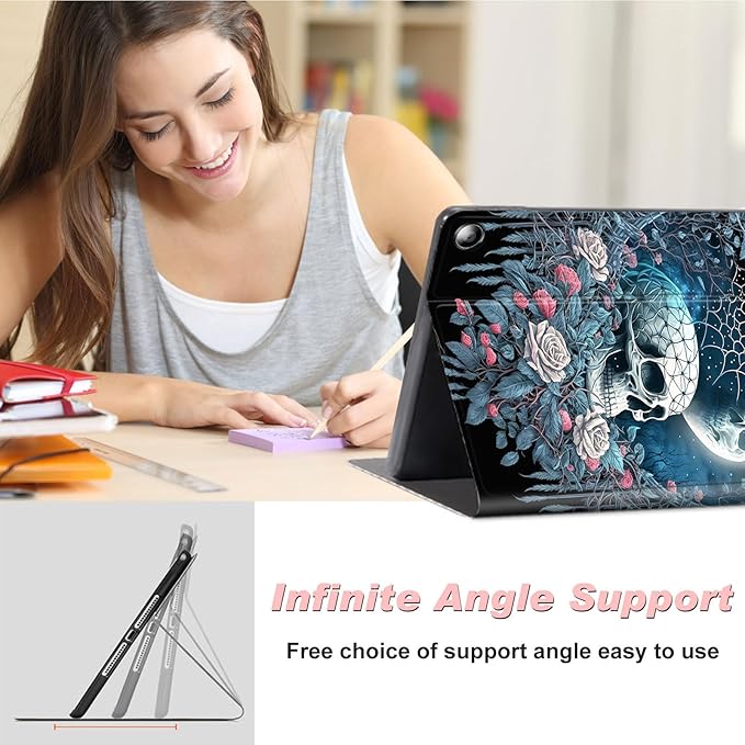 for Amazon Kindle Fire Max 11 Case (13th Generation, 2023 Release) 11",Slim Lightweight Smart Shell Stand Cover with Auto Wake/Sleep for All-New Fire 11 Max Tablet,Skull Roses Floral