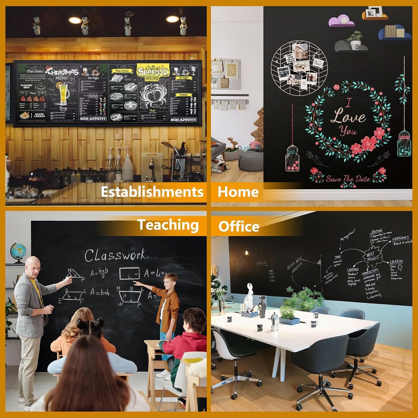 Magnetic Chalkboard Contact Paper with Adhesive, 38" x 19" Magnetic Blackboard Film for Walls, Peel and Stick – Ideal for Office, Classroom, Home. Includes Dustless Chalk, Wiping Cloth, and Magnet