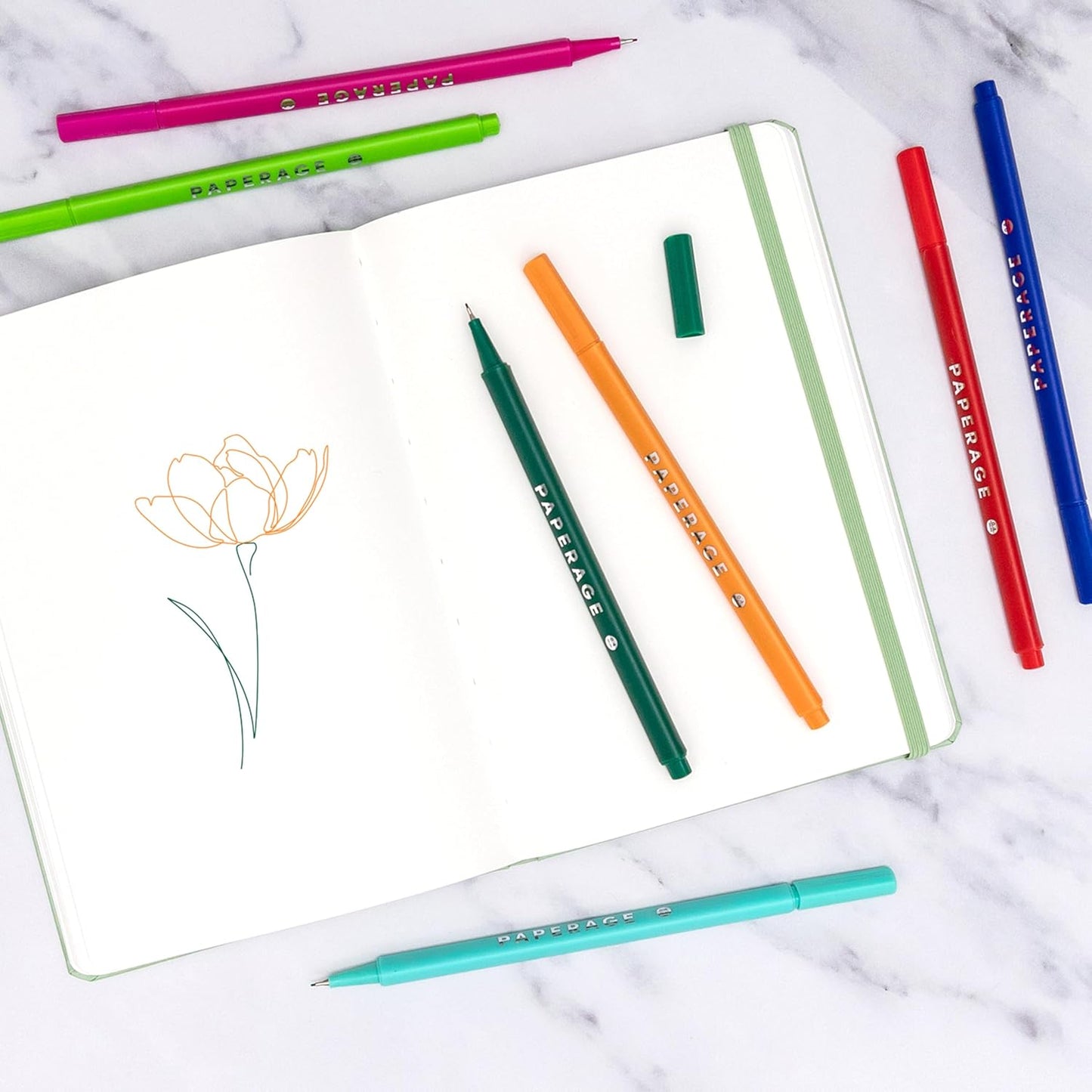 PAPERAGE Blank Journal Notebook, (White), 160 Pages, Medium 5.6 in x 8 in - 100 GSM Thick Paper – Hardcover Journaling Notebook for Work, School, Note Taking or Sketching