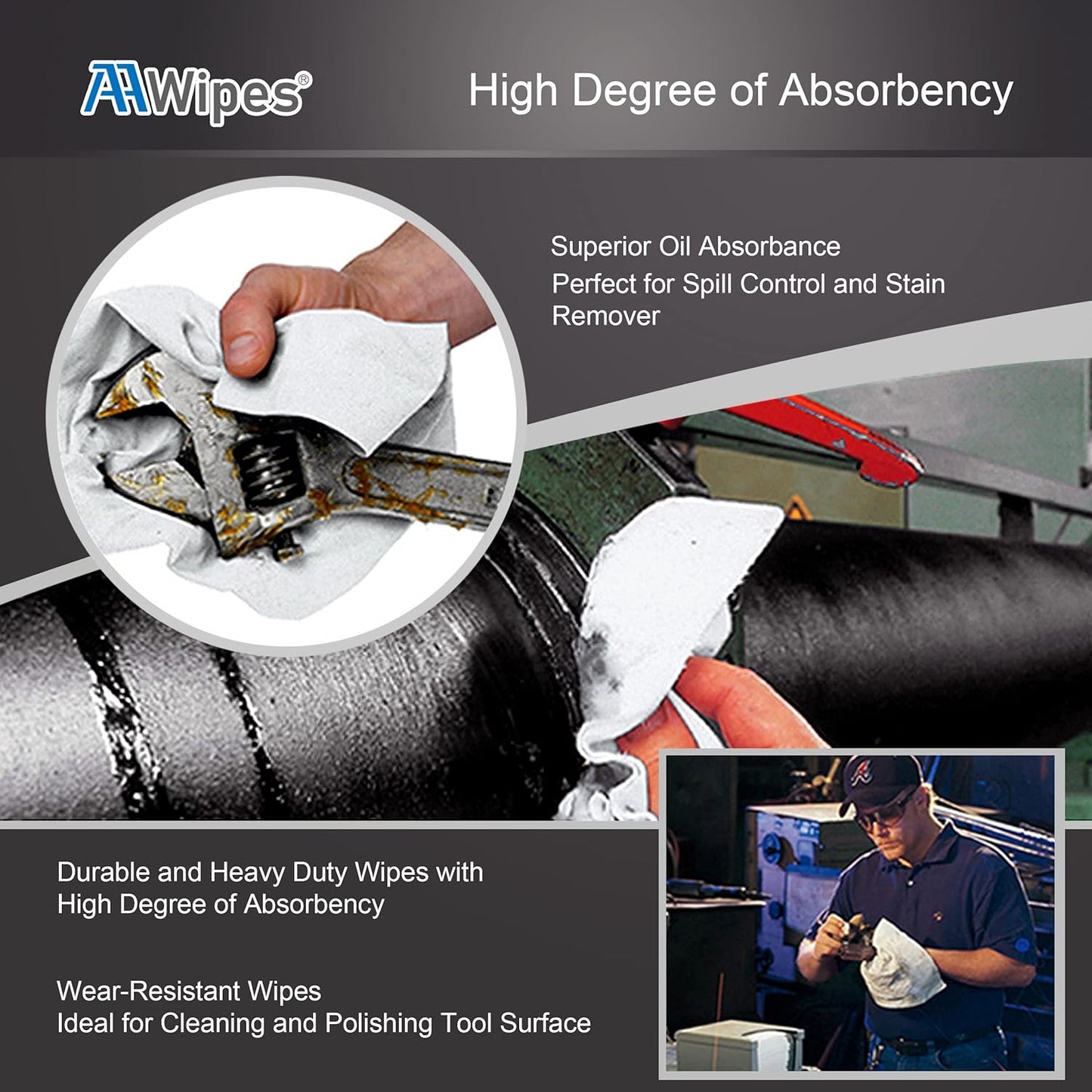 AAwipes Cleanroom Wipes Nonwoven Wipes Cellulose/Polyester Blend (Grade A, 68 Gram, Bag of 300 Pcs) 9" x 9"for Lab, Electronics, Pharmaceutical, Printing and Semiconductor Industries (NW06809)