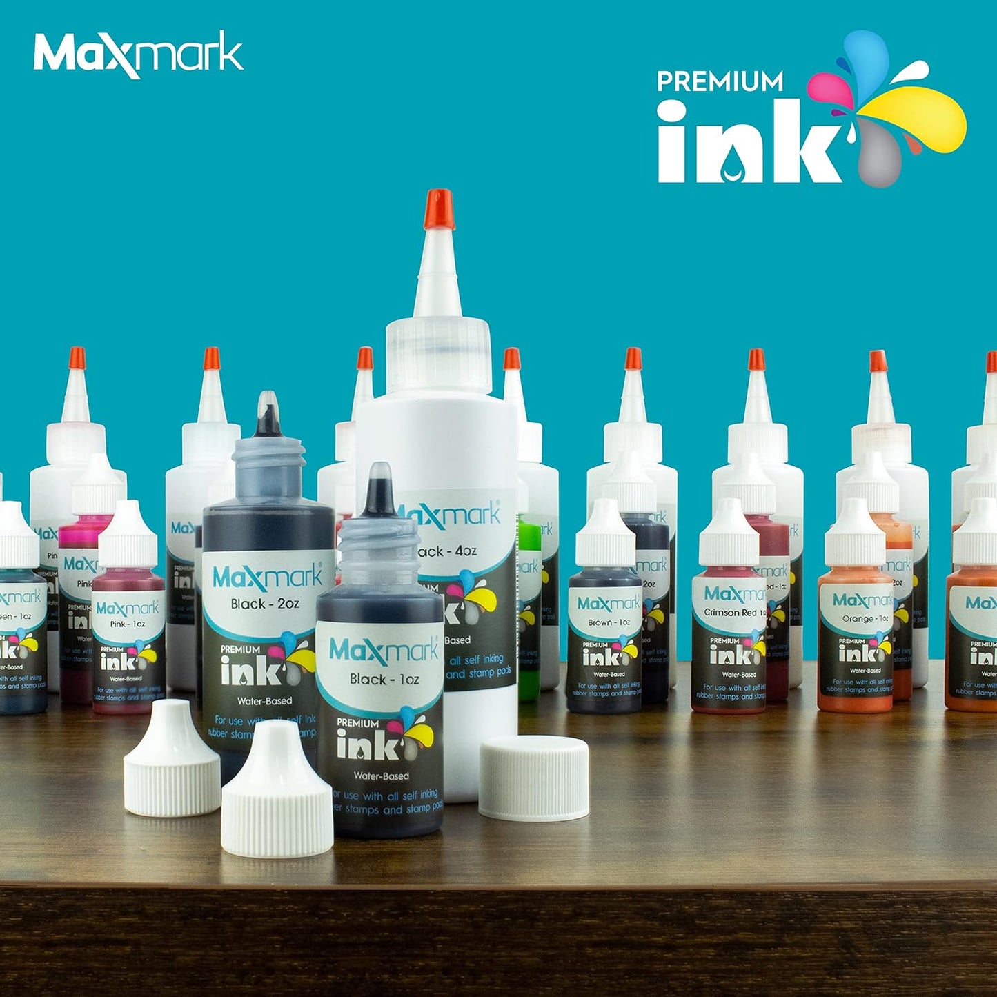 MaxMark Premium Refill Ink for self Inking Stamps and Stamp Pads, Sky Blue Color - 4 oz.