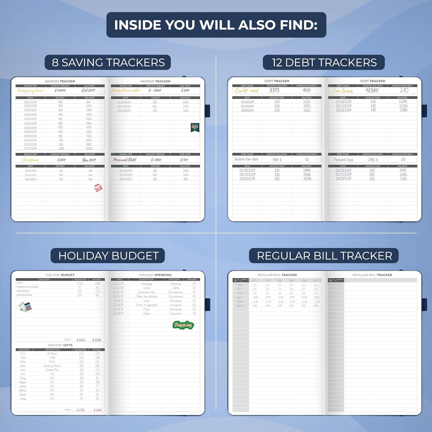 Clever Fox Budget Planner - Expense Tracker Notebook. Monthly Budgeting Organizer, Finance Logbook & Accounts Book, Bill Tracker, A5 (Dark Blue)