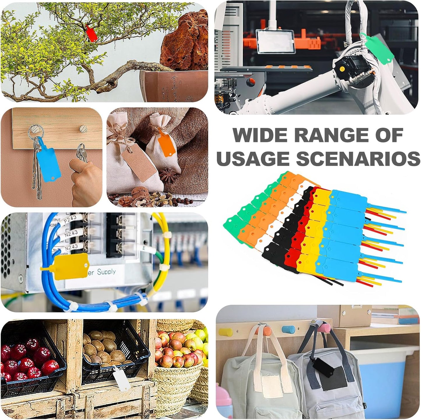 100pcs Blank Plastic Tags for Labeling Reusable Hanging Tags Ties Key Tag Storage Labels Waterproof Plastic Mark Label Writable Hang Sign with One Marker Pen (Red)