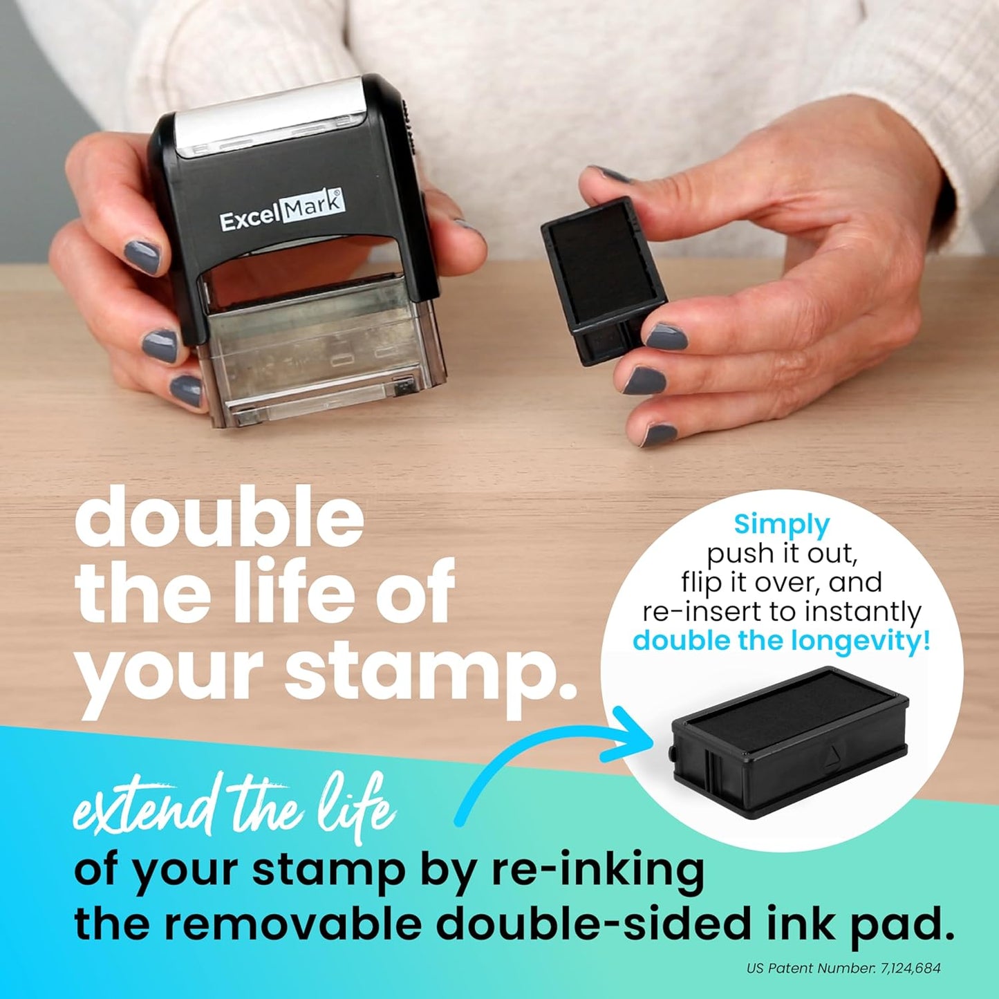 ExcelMark Custom Stamp – Clear & Crisp Impressions – Personalized Self-Inking Rubber Stamp – Use for Address Stamp and More (Medium)